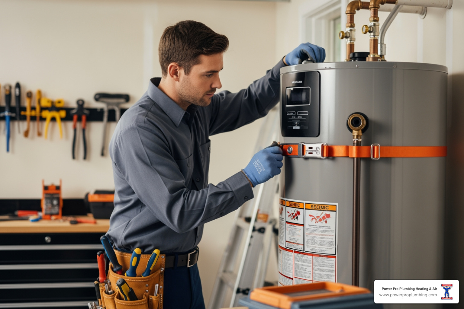 Infographic showing the water heater installation journey in Gardena, CA: initial consultation and sizing assessment, permit application with City of Gardena, removal of old unit and preparation of installation site, installation of new water heater with seismic strapping and expansion tank, connection of gas or electric lines and water supply, safety inspection and code compliance verification, system testing and homeowner walkthrough, final permit sign-off and warranty registration - water heater installation in gardena ca