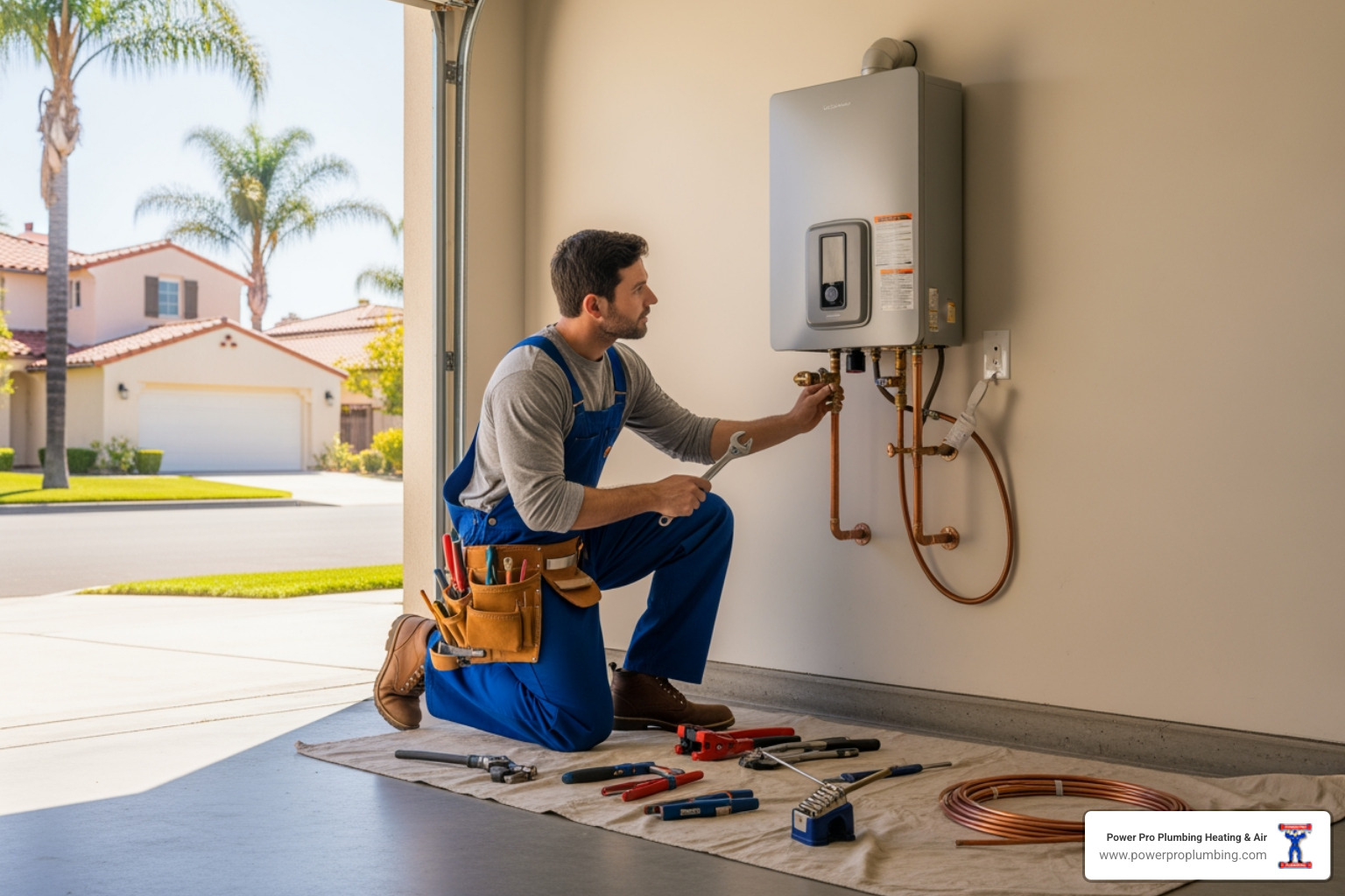 Infographic showing top 5 signs your water heater needs replacement: 1. Age over 10-15 years for tank or 20 years for tankless, 2. Inconsistent hot water or temperature fluctuations, 3. Visible rust, corrosion, or leaks around the unit, 4. Strange noises like banging, popping, or rumbling sounds, 5. Rising energy bills indicating declining efficiency - affordable water heater installation in anaheim, ca