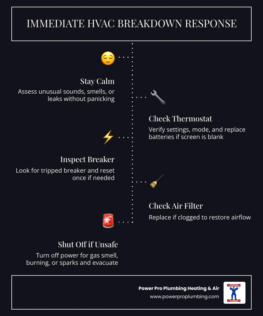 5-step immediate HVAC breakdown response flowchart for Southern California homeowners - what to do when your hvac breaks