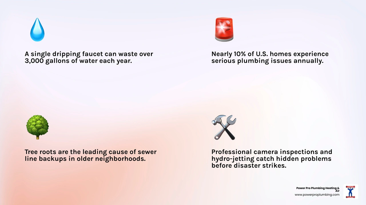 infographic showing common plumbing problems that need a professional and water waste statistics infographic