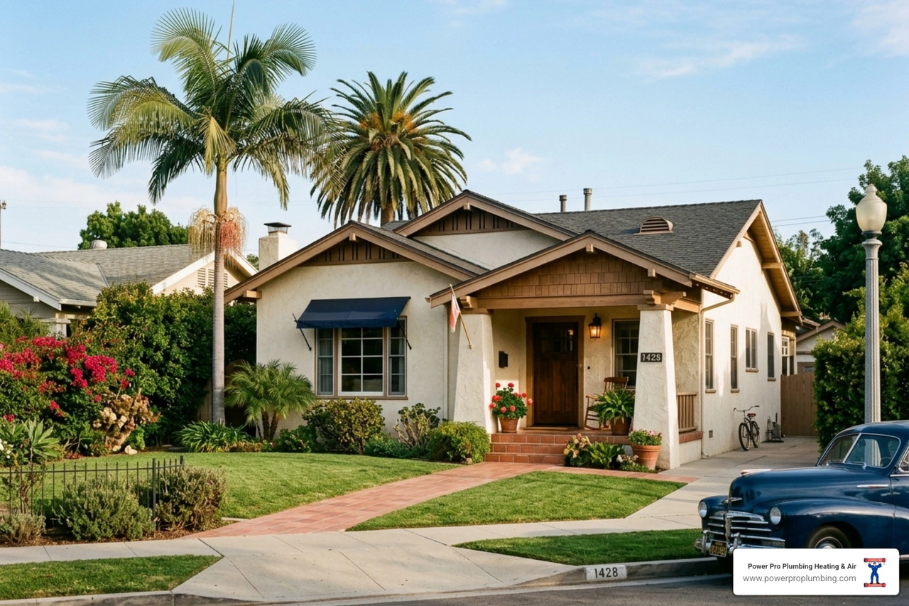 A classic Los Angeles bungalow from the 1940s that likely contains original galvanized plumbing - how old galvanized pipes A classic Los Angeles bungalow from the 1940s that likely contains original galvanized plumbing - how old galvanized pipes
