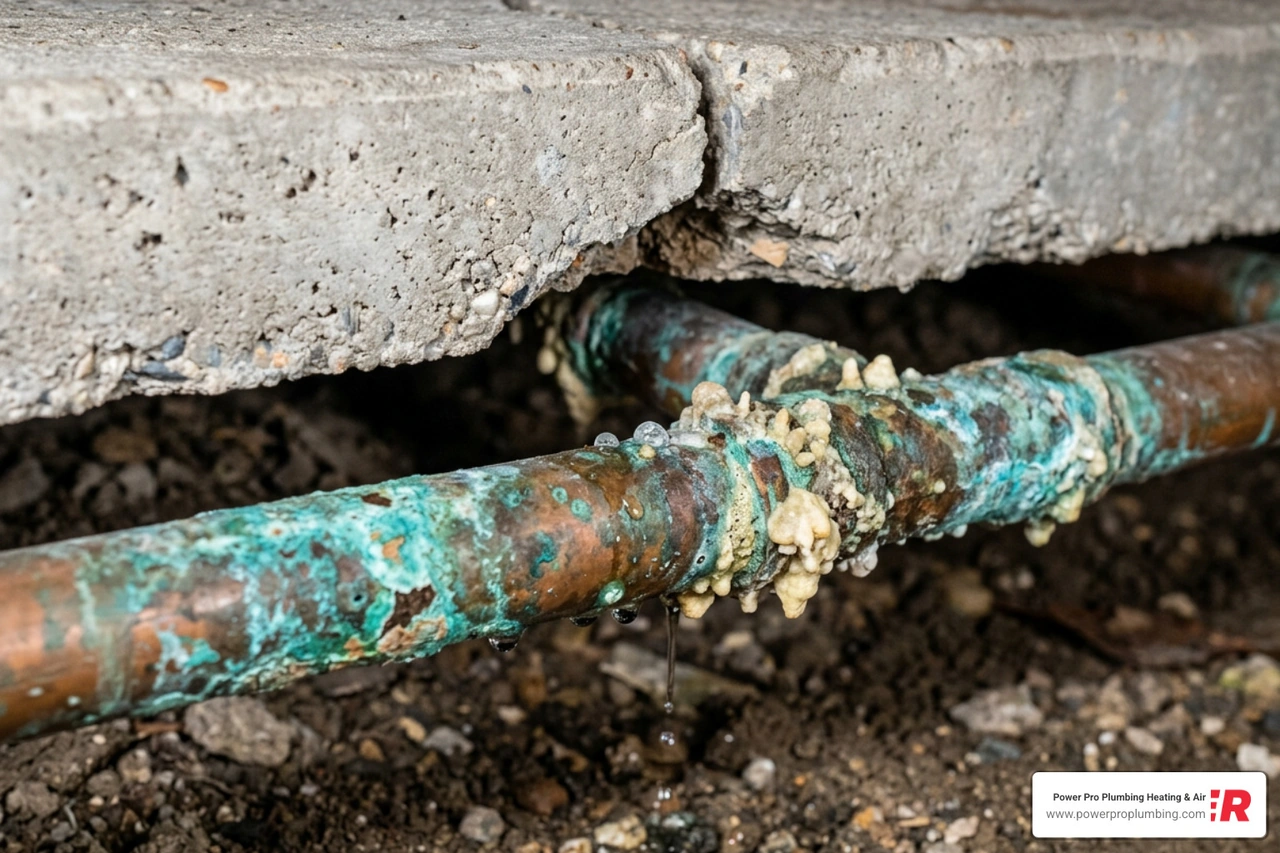 corroded copper pipes under a concrete slab corroded copper pipes under a concrete slab