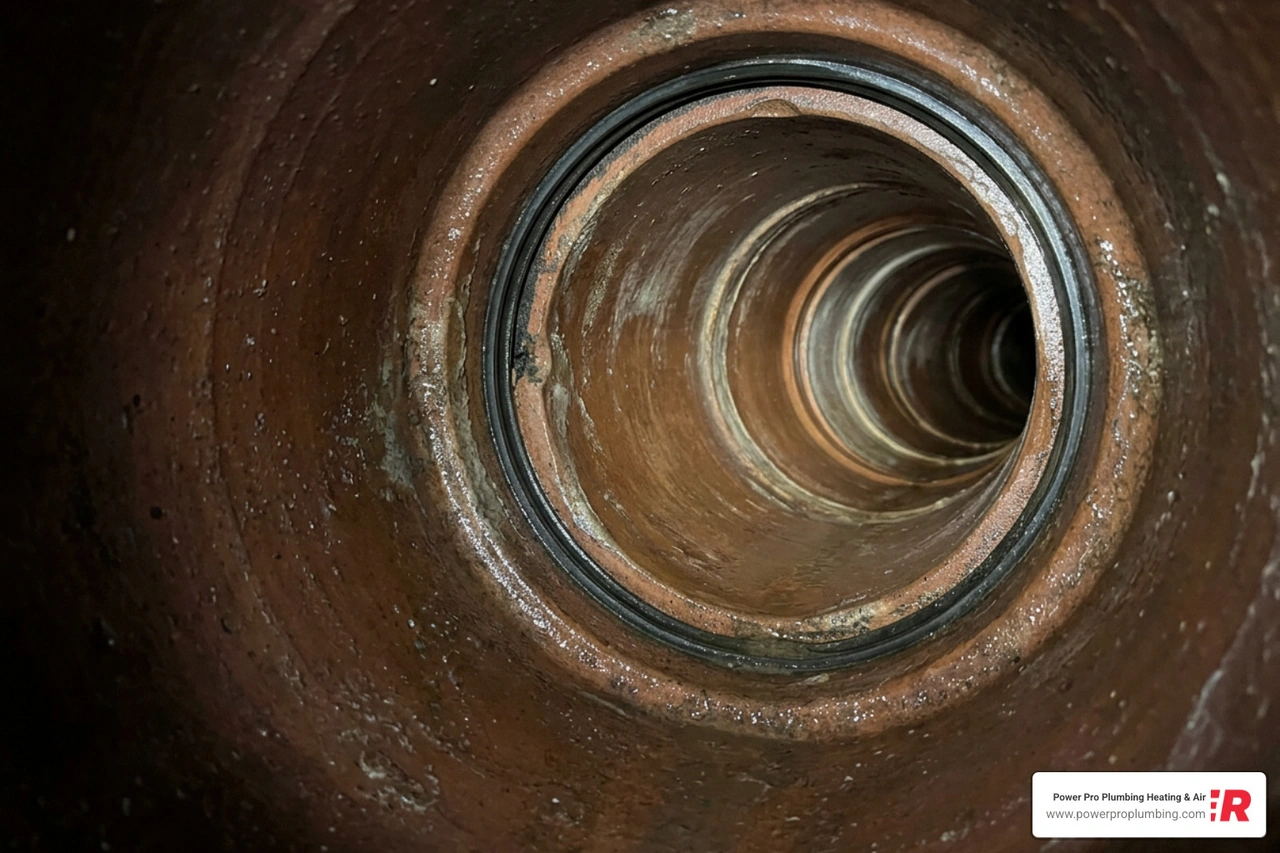 sewer camera inspection showing vitrified clay pipe joints and structural integrity sewer camera inspection showing vitrified clay pipe joints and structural integrity