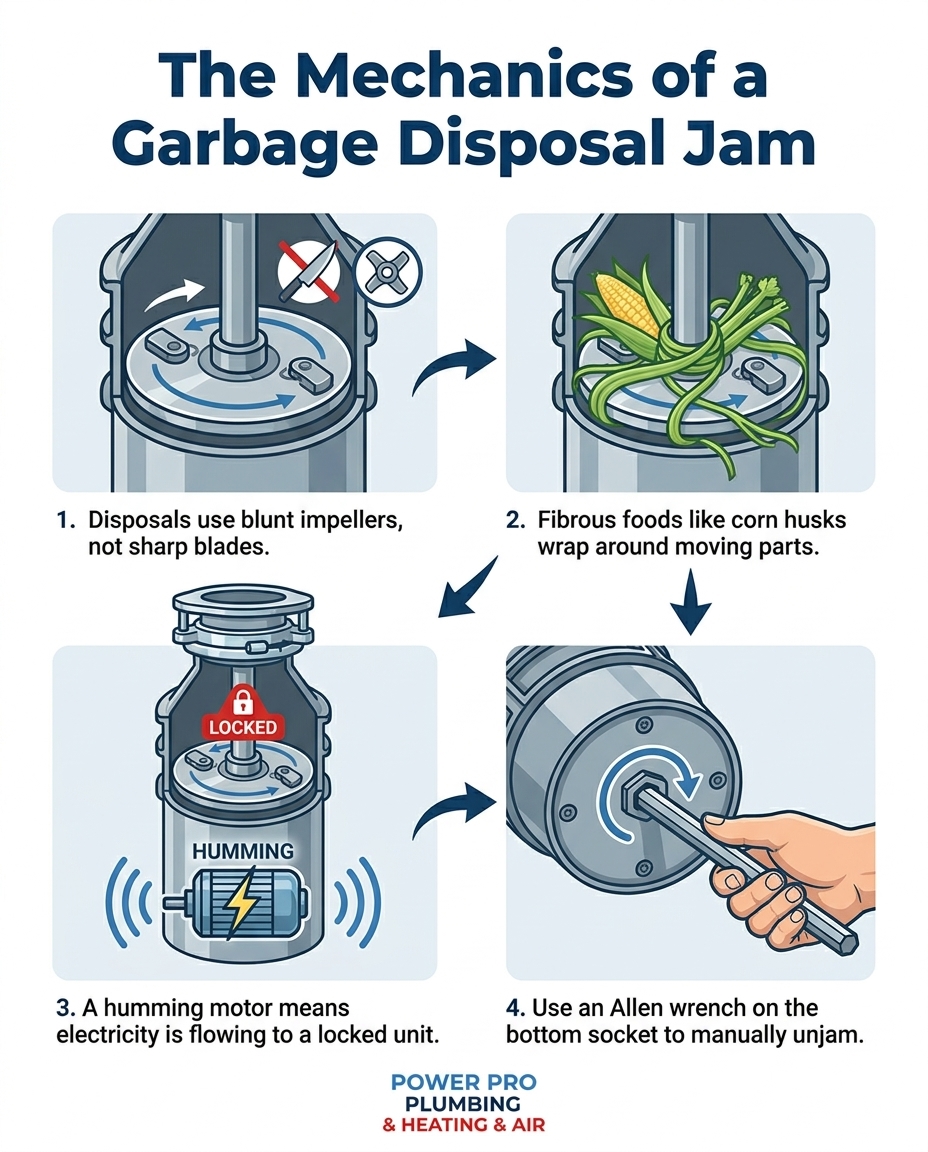 The Mechanics of a Garbage Disposal Jam