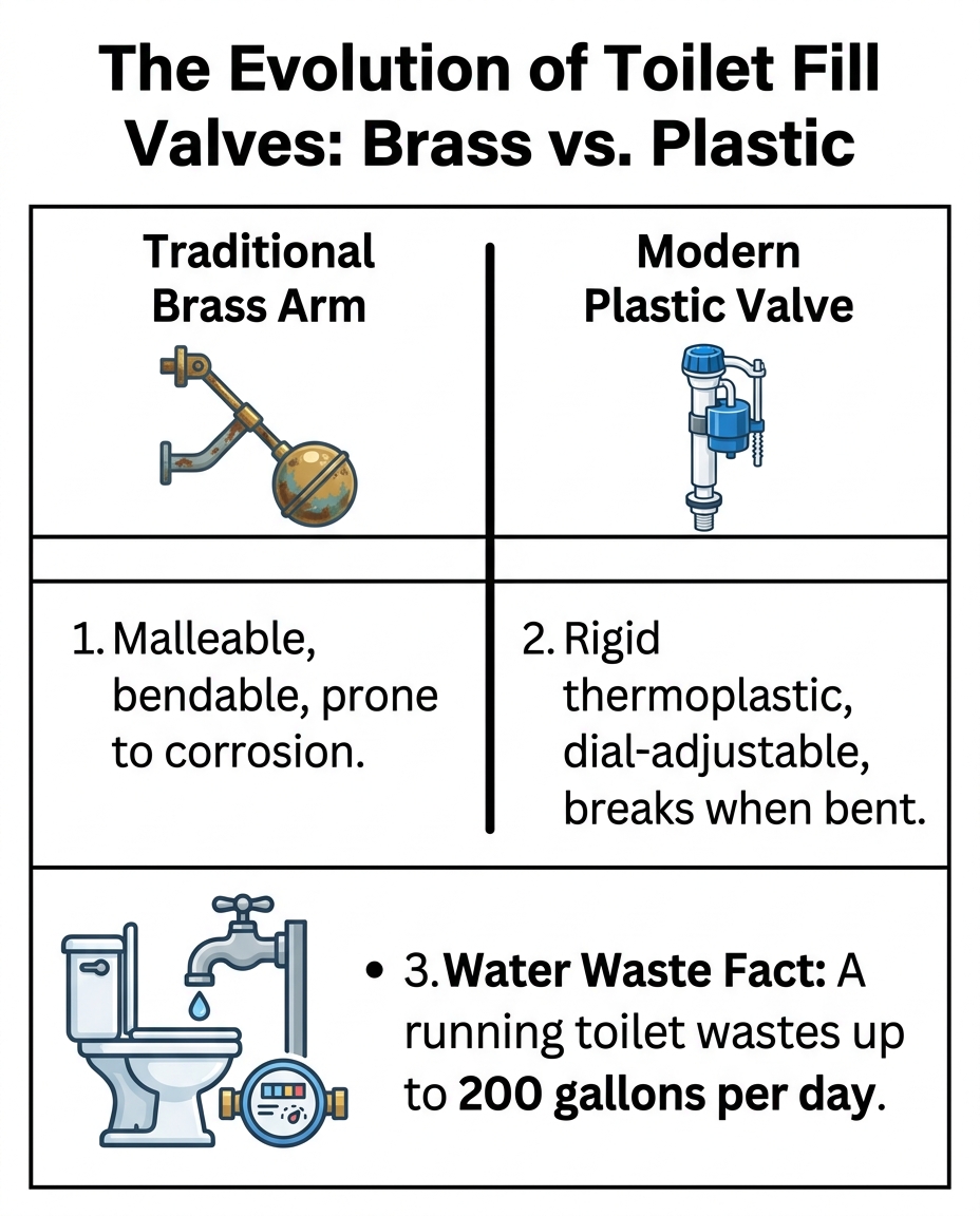 The Evolution of Toilet Fill Valves: Brass vs. Plastic