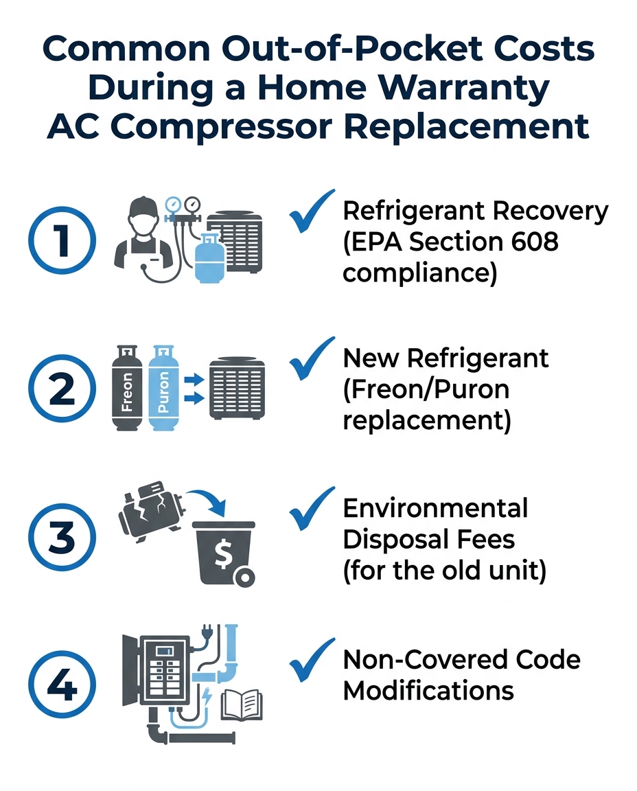 Common Out-of-Pocket Costs During a Home Warranty AC Compressor Replacement
