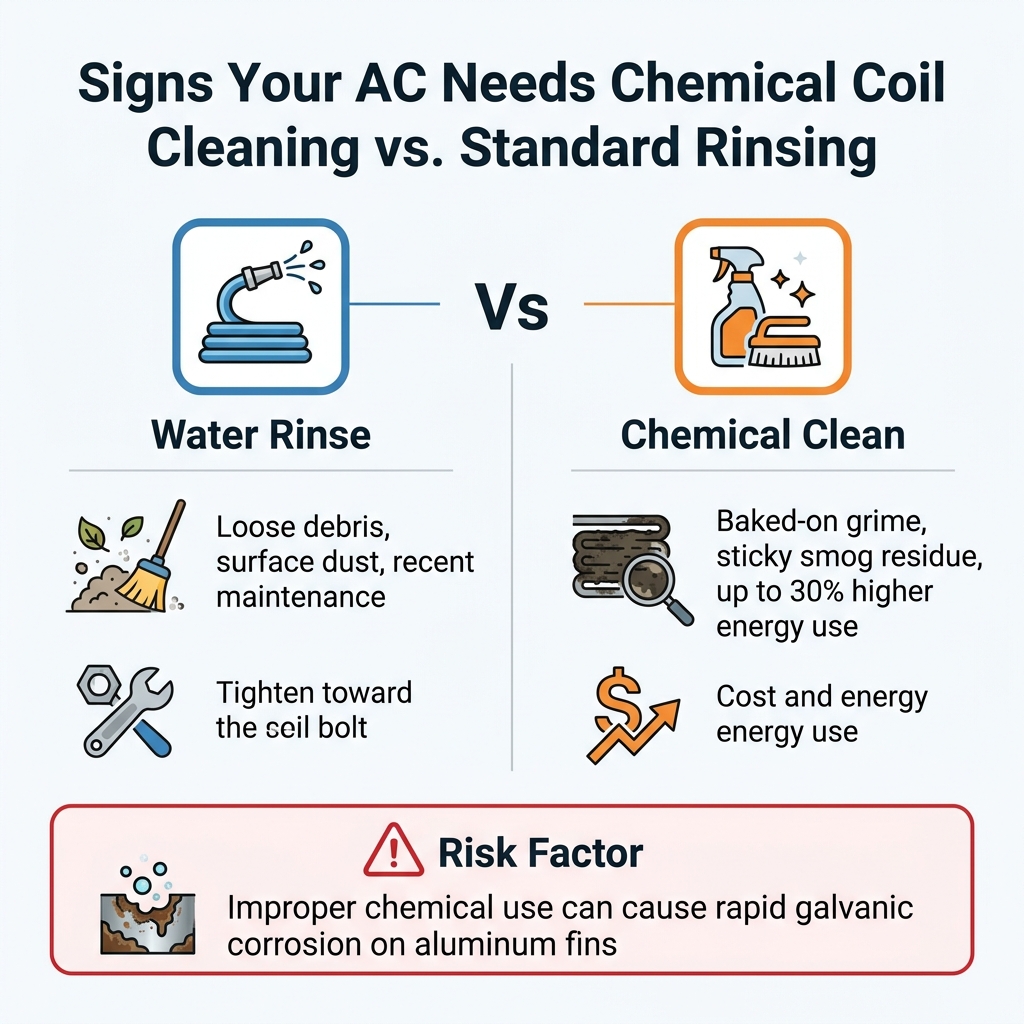Signs Your AC Needs Chemical Coil Cleaning vs. Standard Rinsing