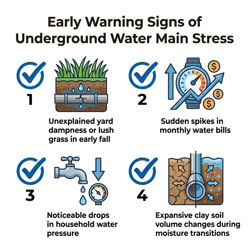 Early Warning Signs of Underground Water Main Stress