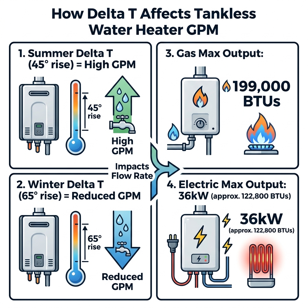 How Delta T Affects Tankless Water Heater GPM