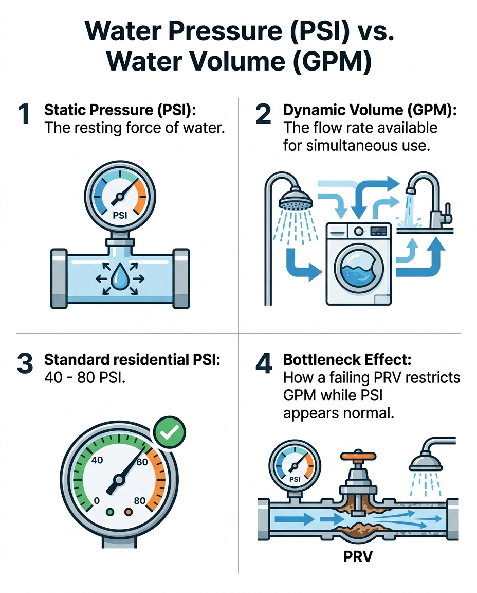Water Pressure (PSI) vs. Water Volume (GPM)