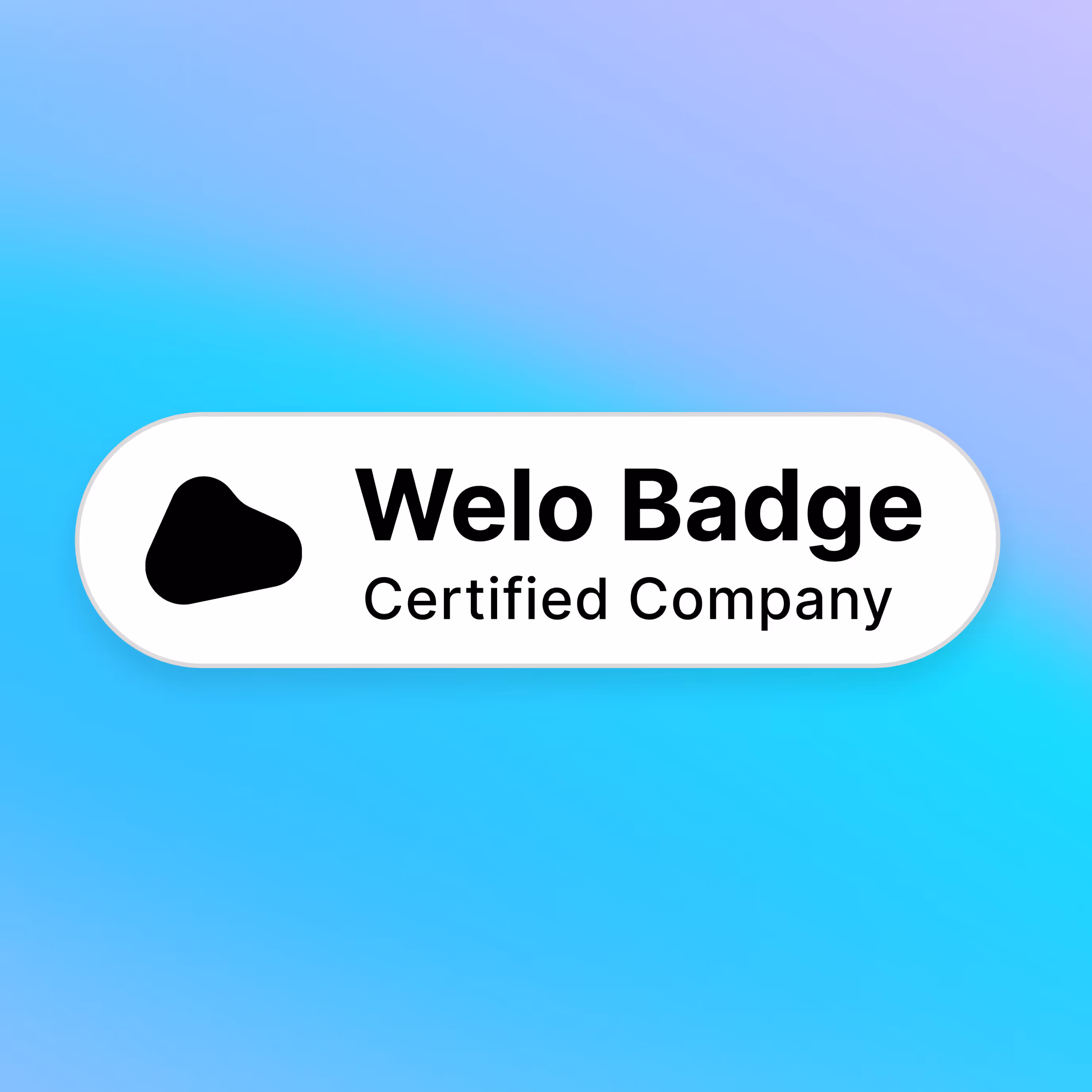 Welo Badge badge with white background and “Certified Company” text on a blue and lilac gradient background.