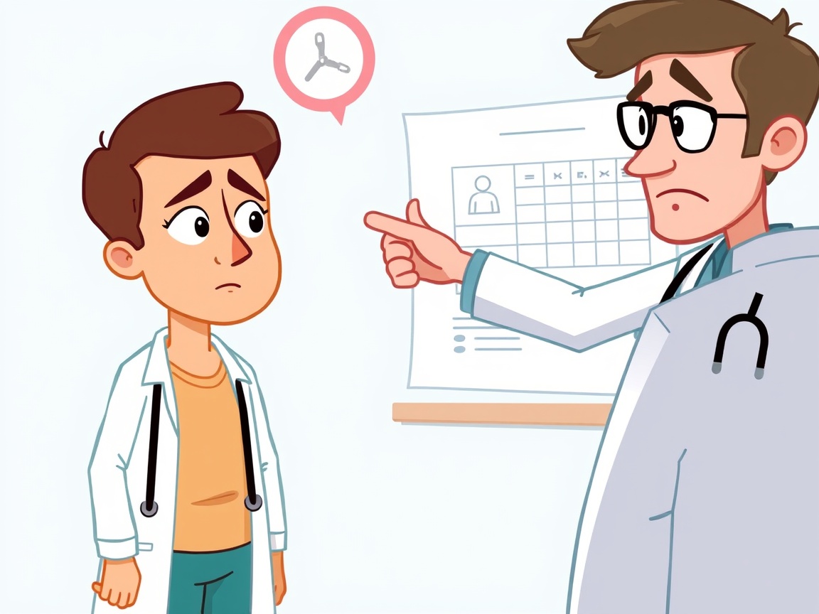 Ein Arzt zeigt auf ein Diagramm, während ein Patient mit besorgtem Gesicht zuhört.