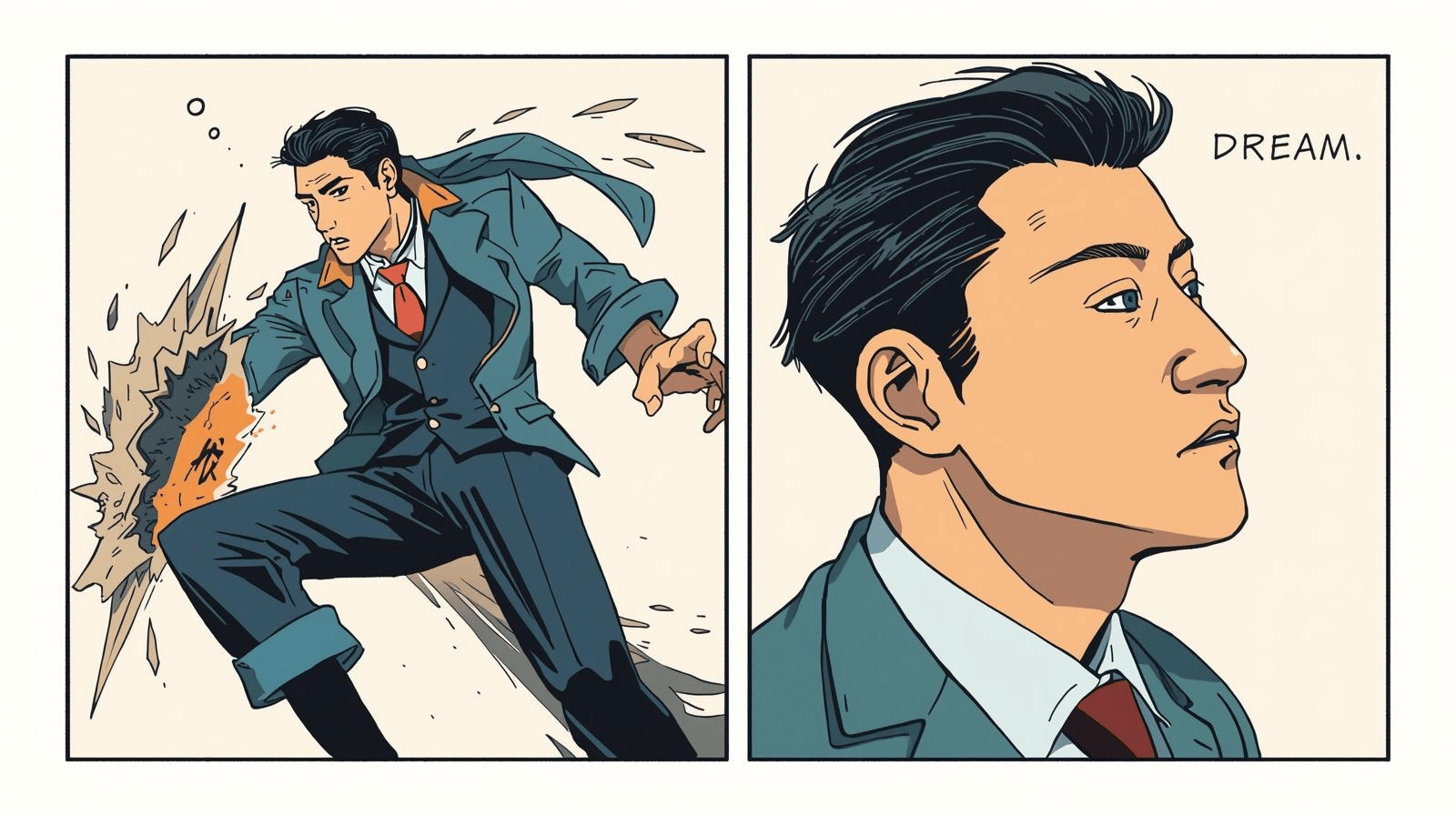 Zwei Bilder von einem Mann im Anzug. Auf dem einen Bild ist der Mann hyperaktiv auf dem anderen Bild verträumt.