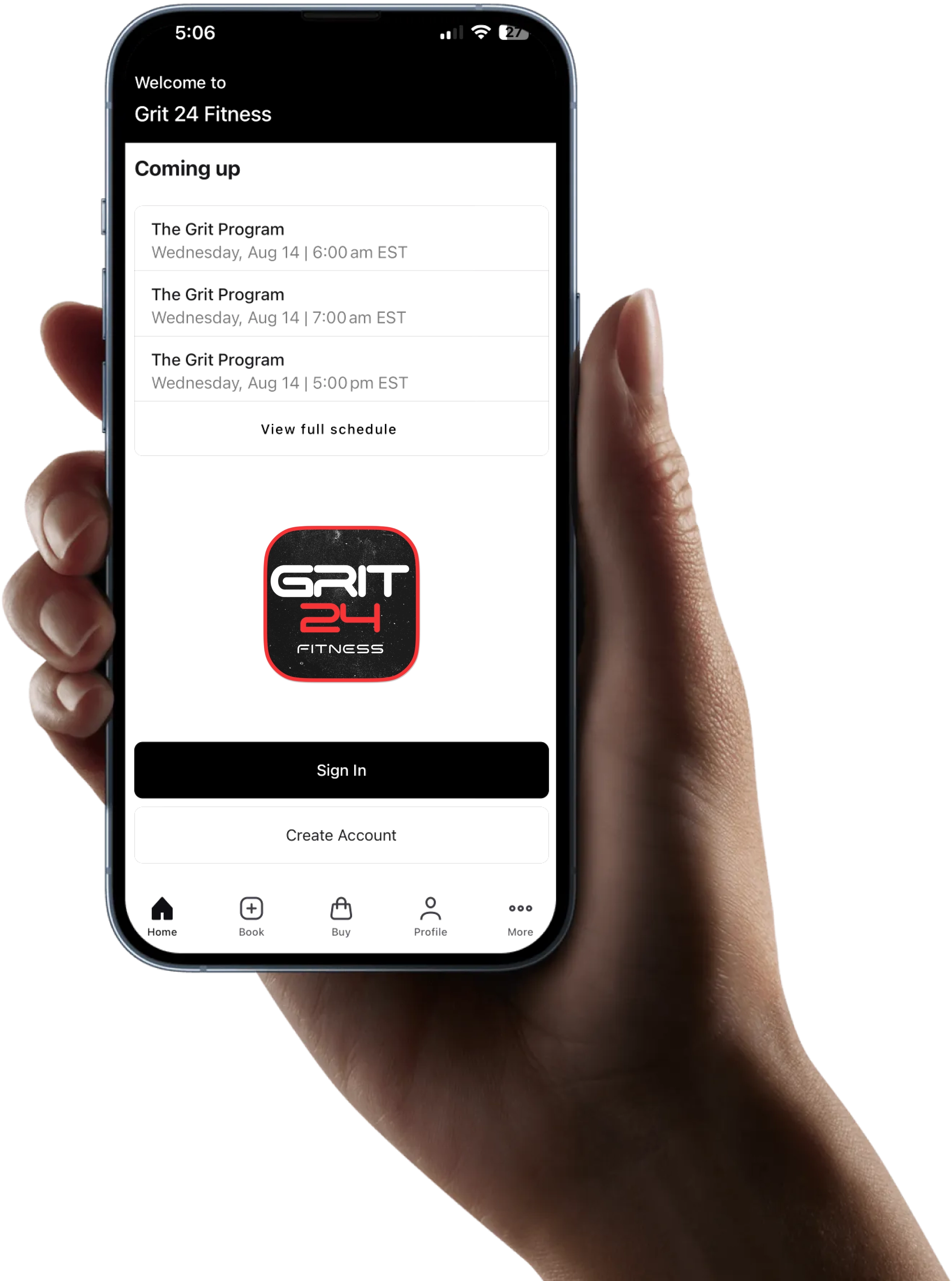 Hand with GRIT24 Fitness App