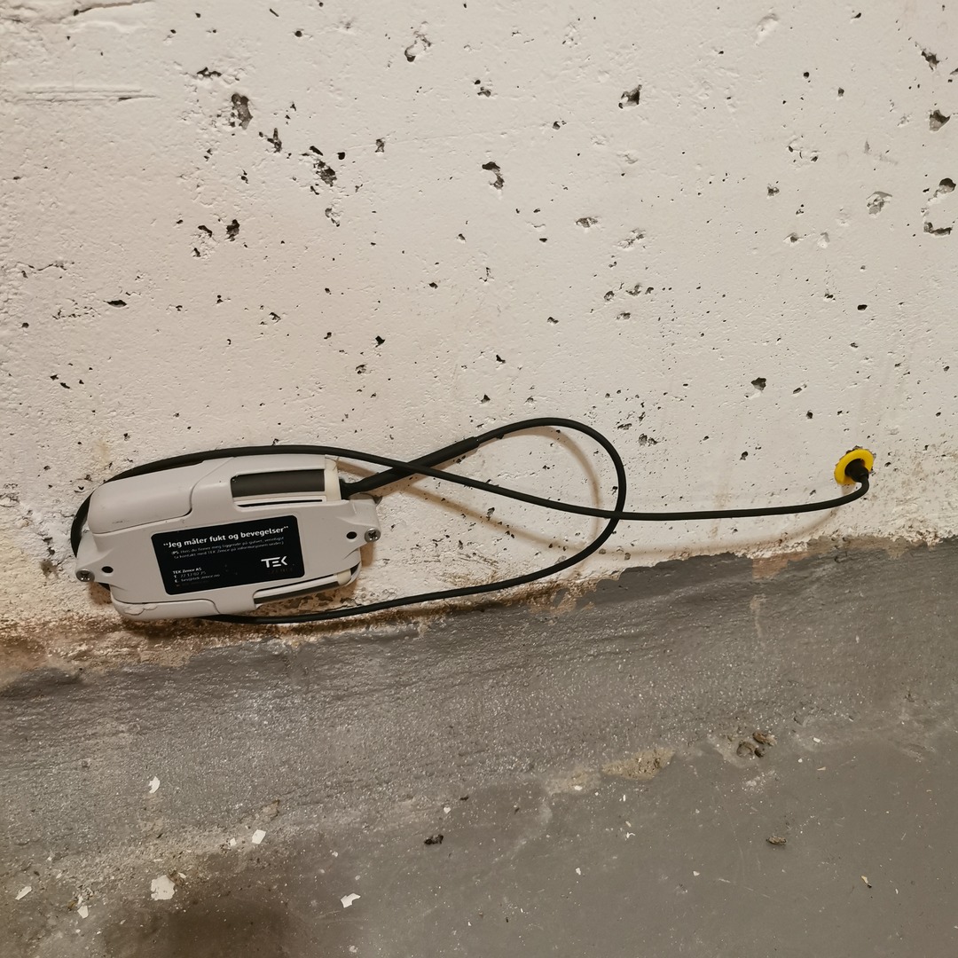 TEK-Zence-sensor montert på kjellervegg