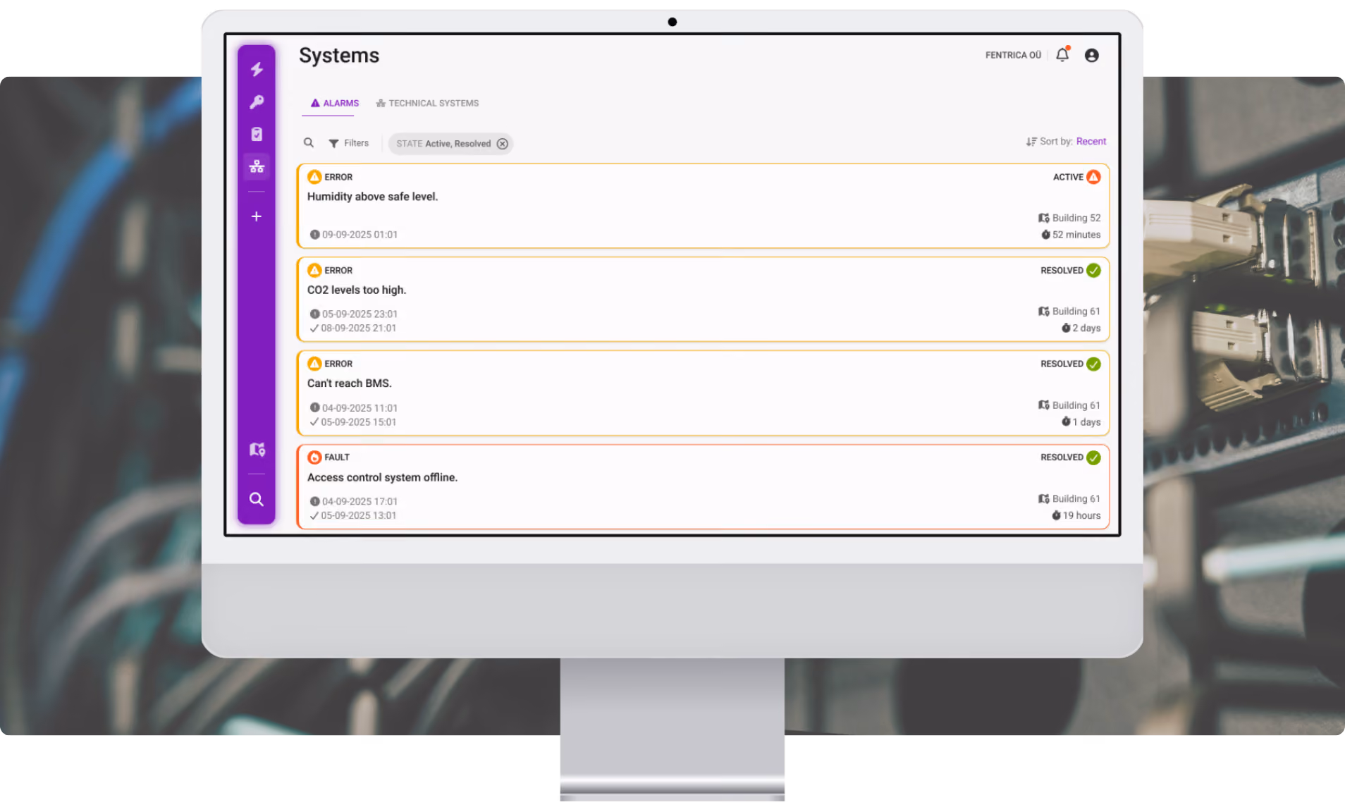 Fentrica software in computer