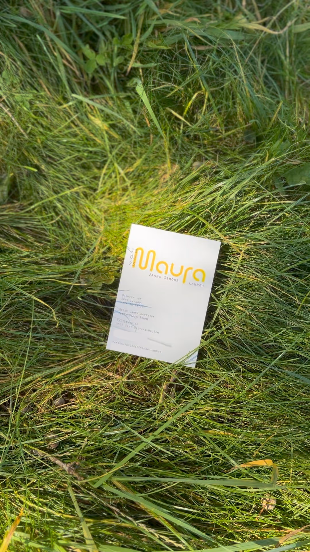 Enkelzijdige geboortekaart 'Maura'