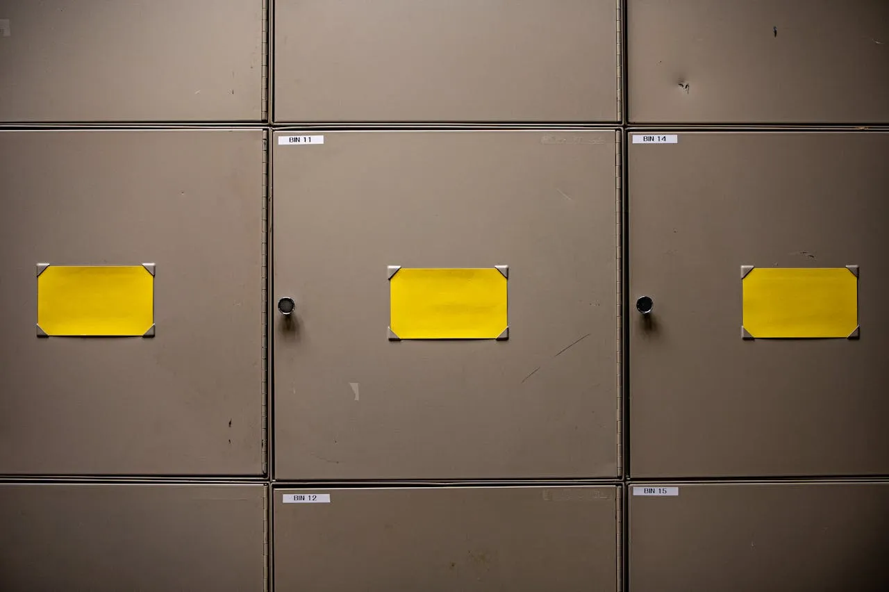 A labeled filing cabinet.