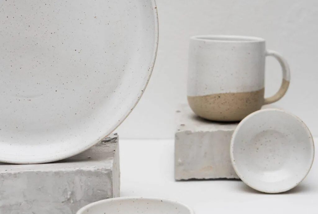 A selection of stoneware products from a small online store.