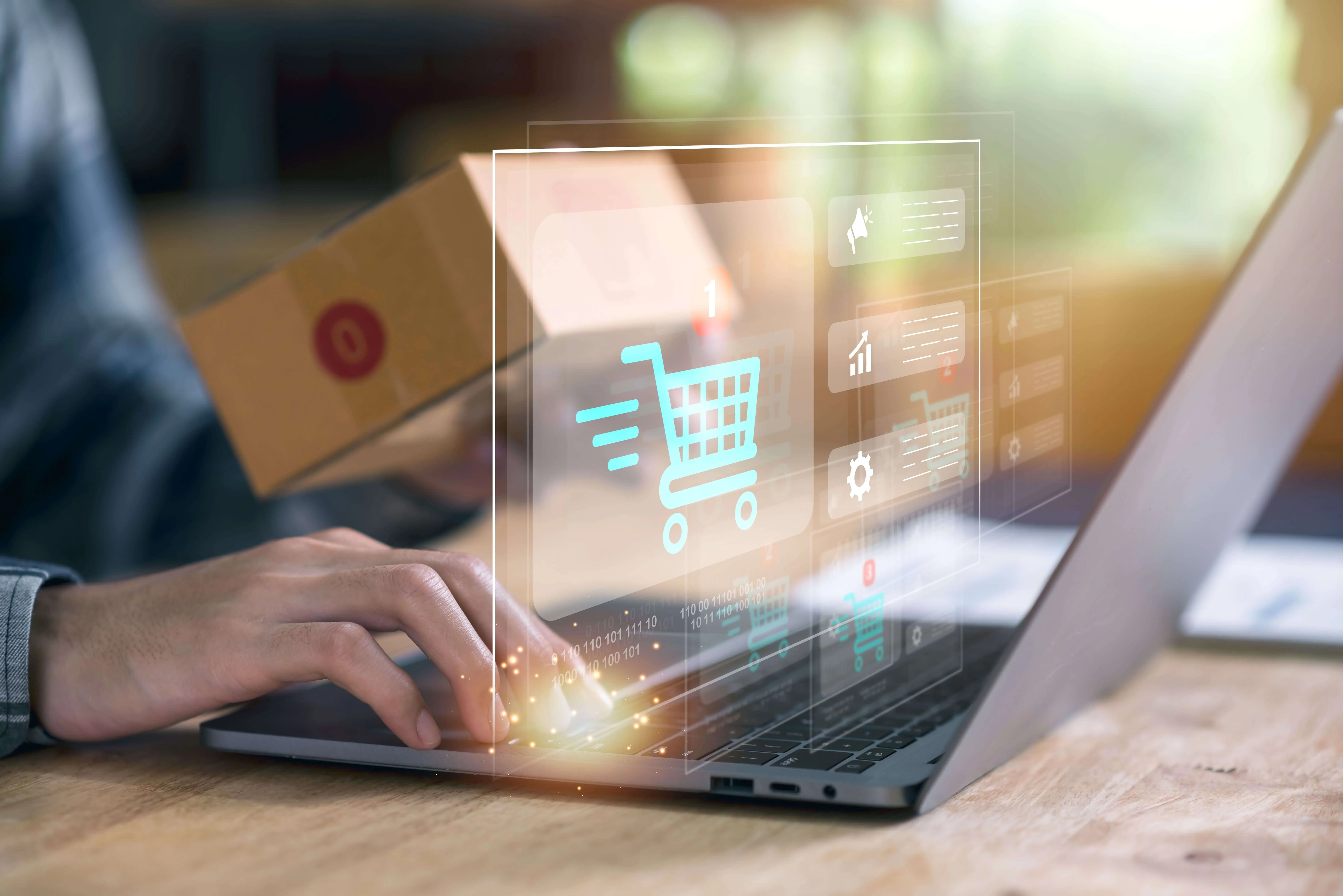 Digital online shopping concept for e-commerce taxes