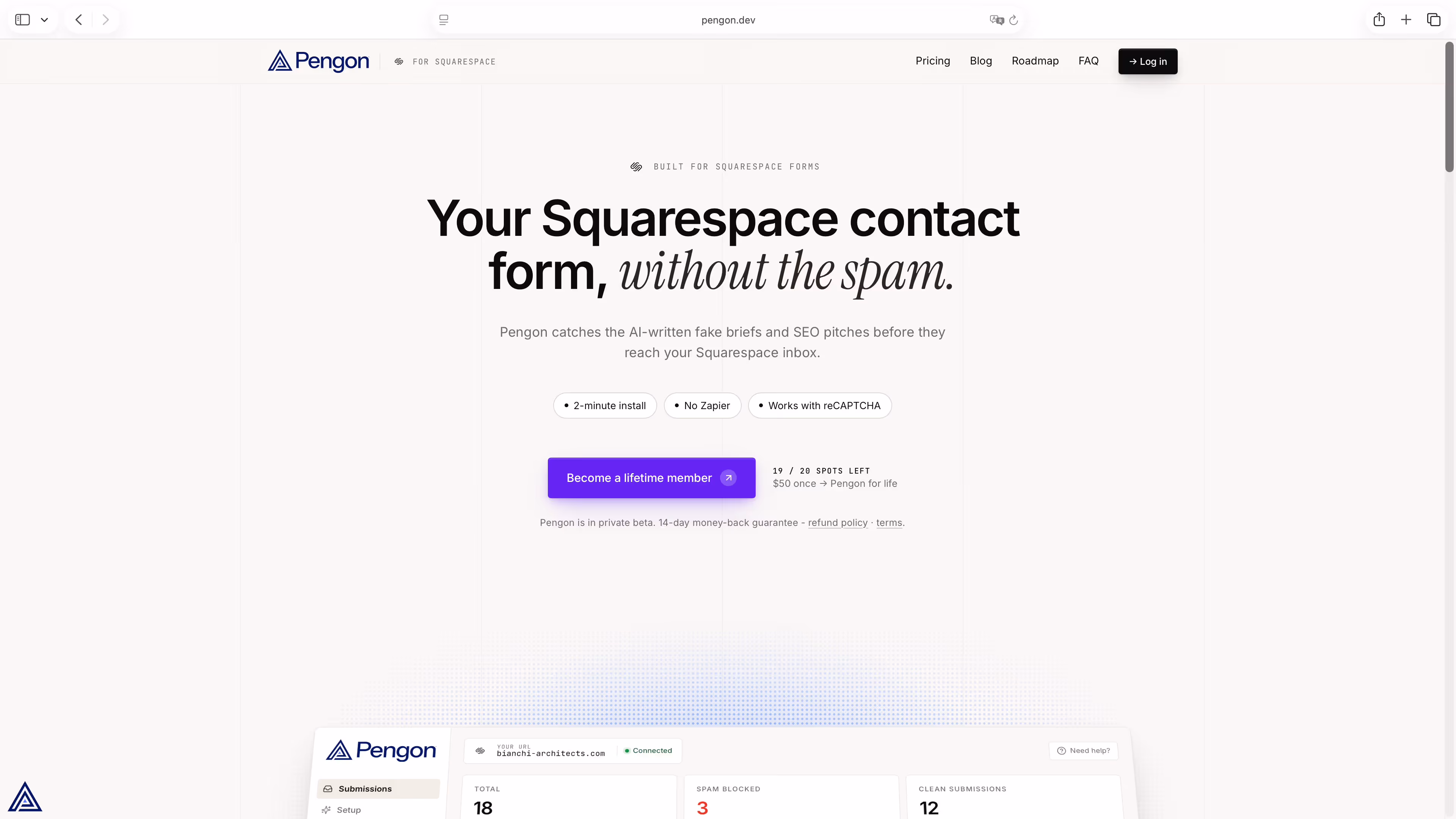 Picture of a website called www.pengon.dev