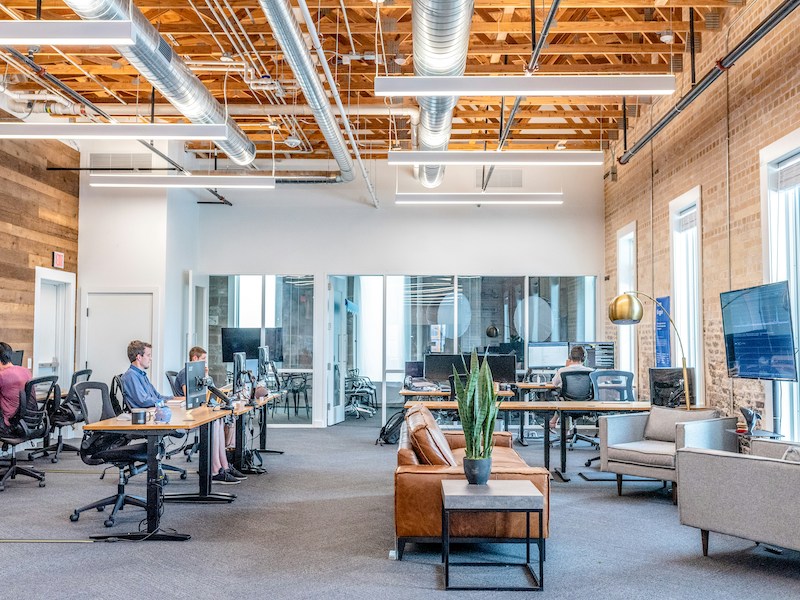 Inside of an office space beautiful lighting