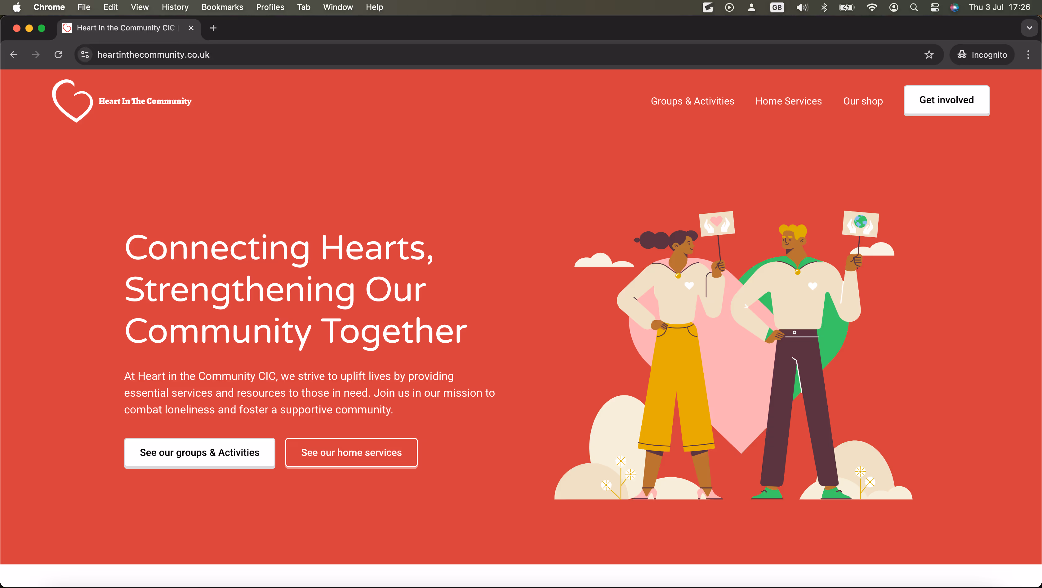 Heart in the community website design