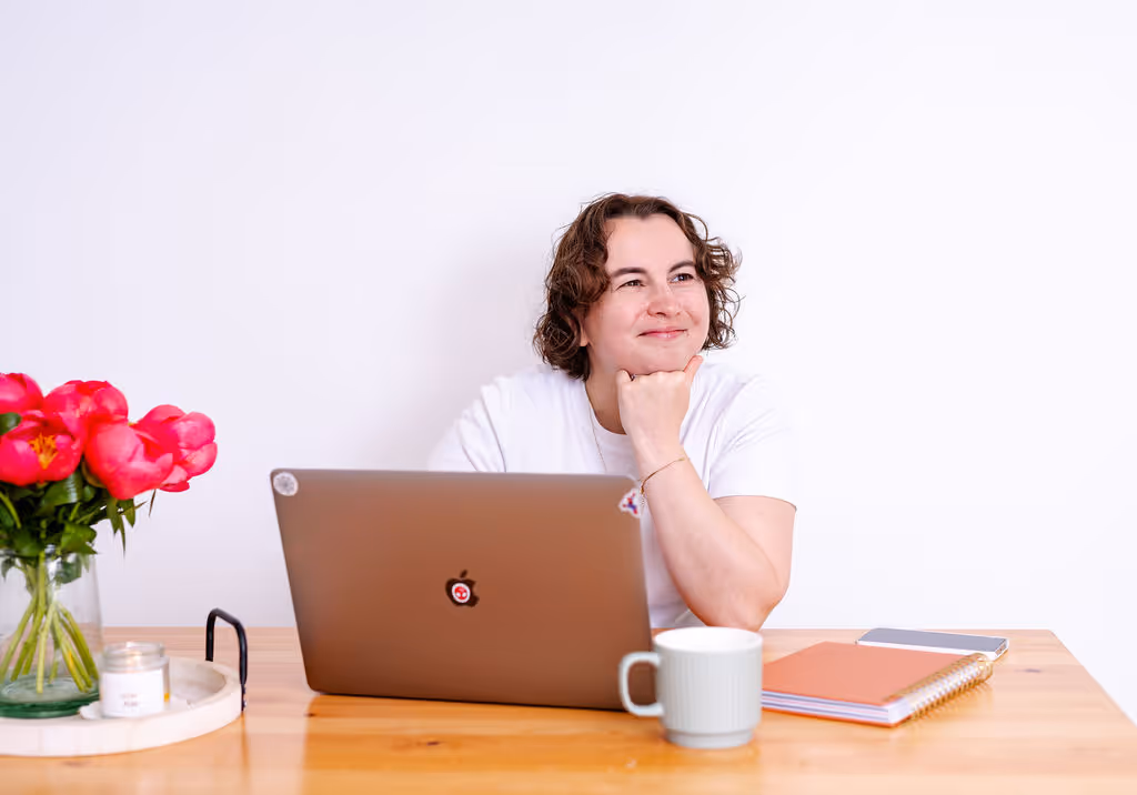 A woman creating content