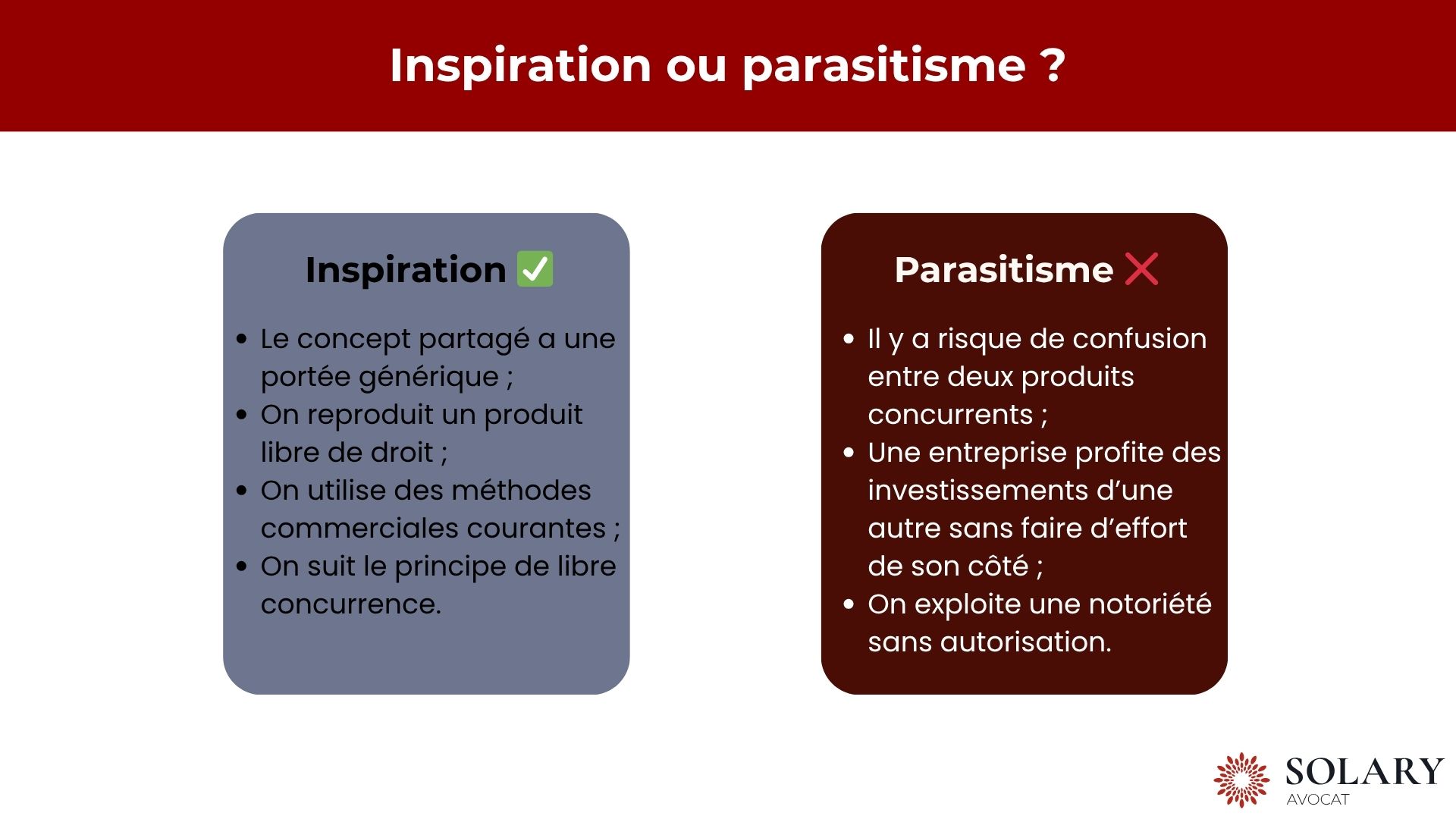 Inspiration vs parasitisme concurrence déloyale