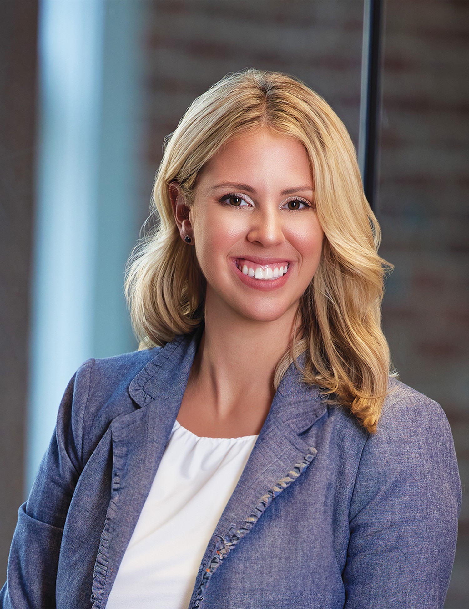 lawyer woman in blue outfit