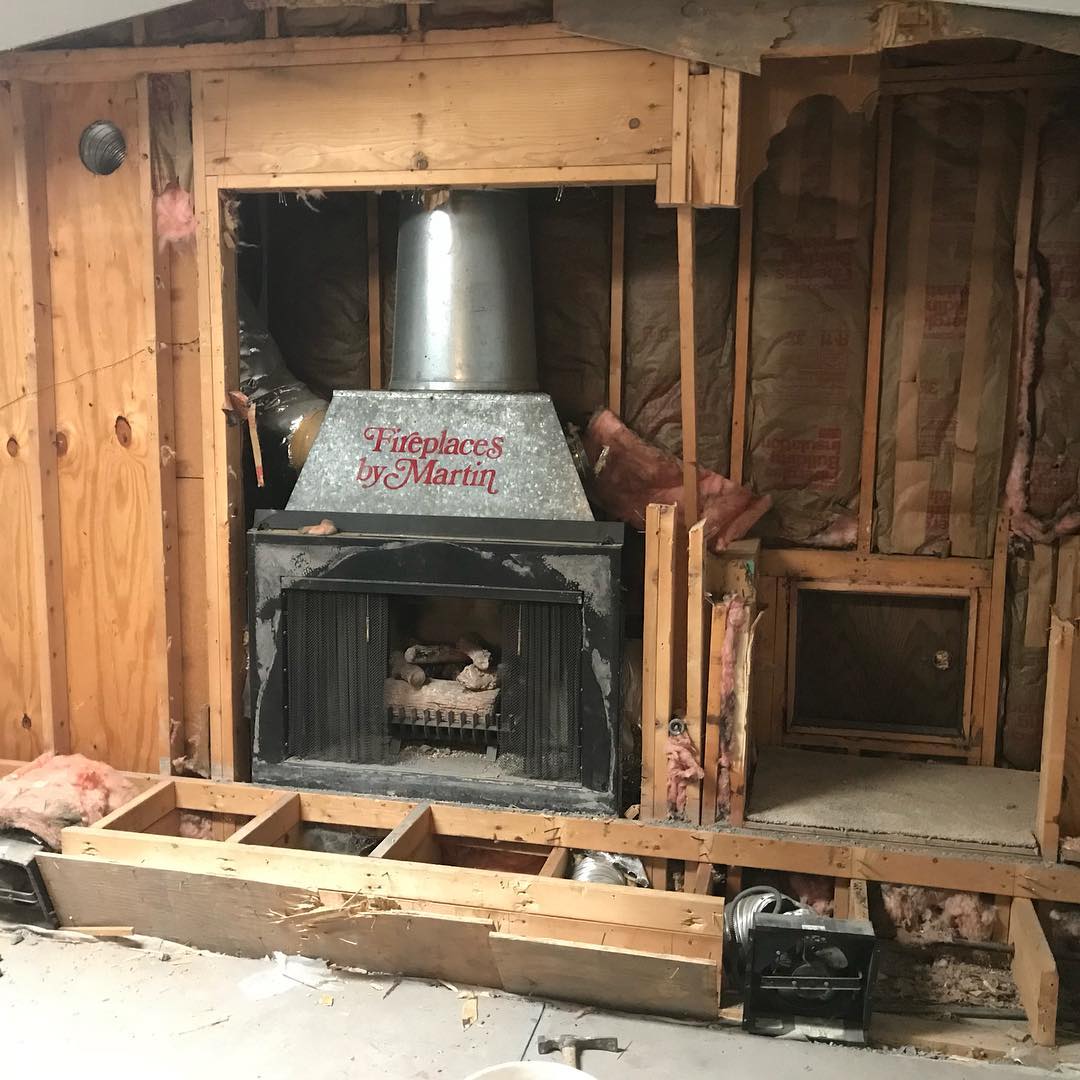 Fireplace pre finish, Fireplace before walls are added