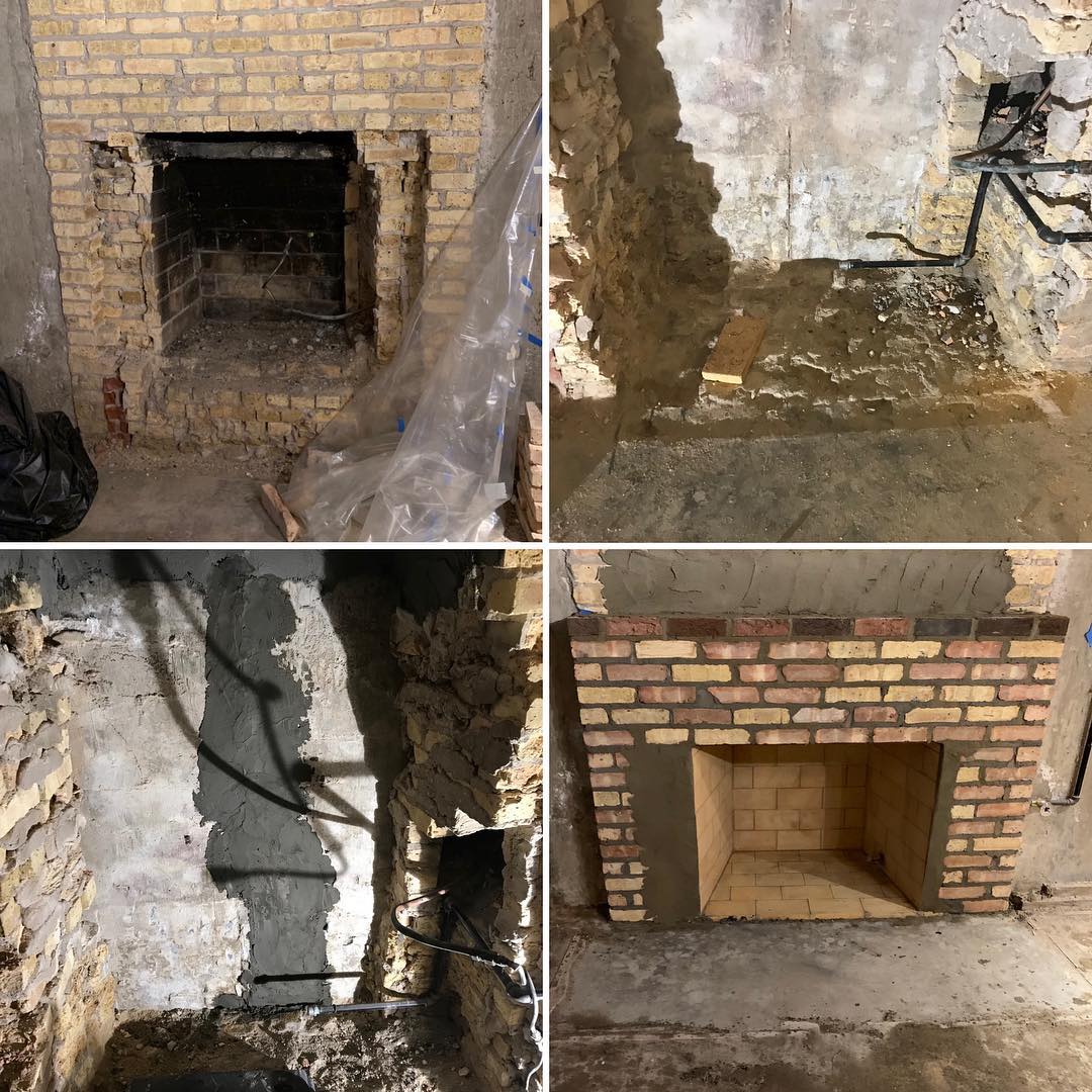 exposed fireplace, fireplace restoration