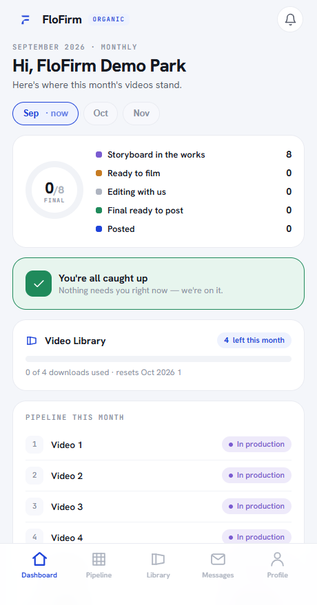 Flofirm app dashboard