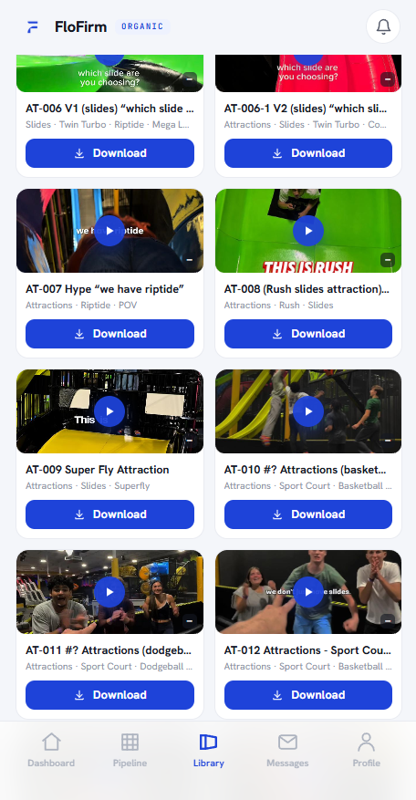 The Content Library inside the Flofirm app