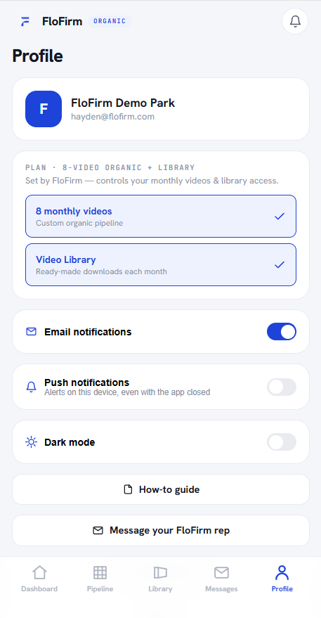 Flofirm app notifications