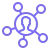 Icon of an avatar in a circle connected to other circles.