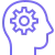 Icon of a gear in a human head.