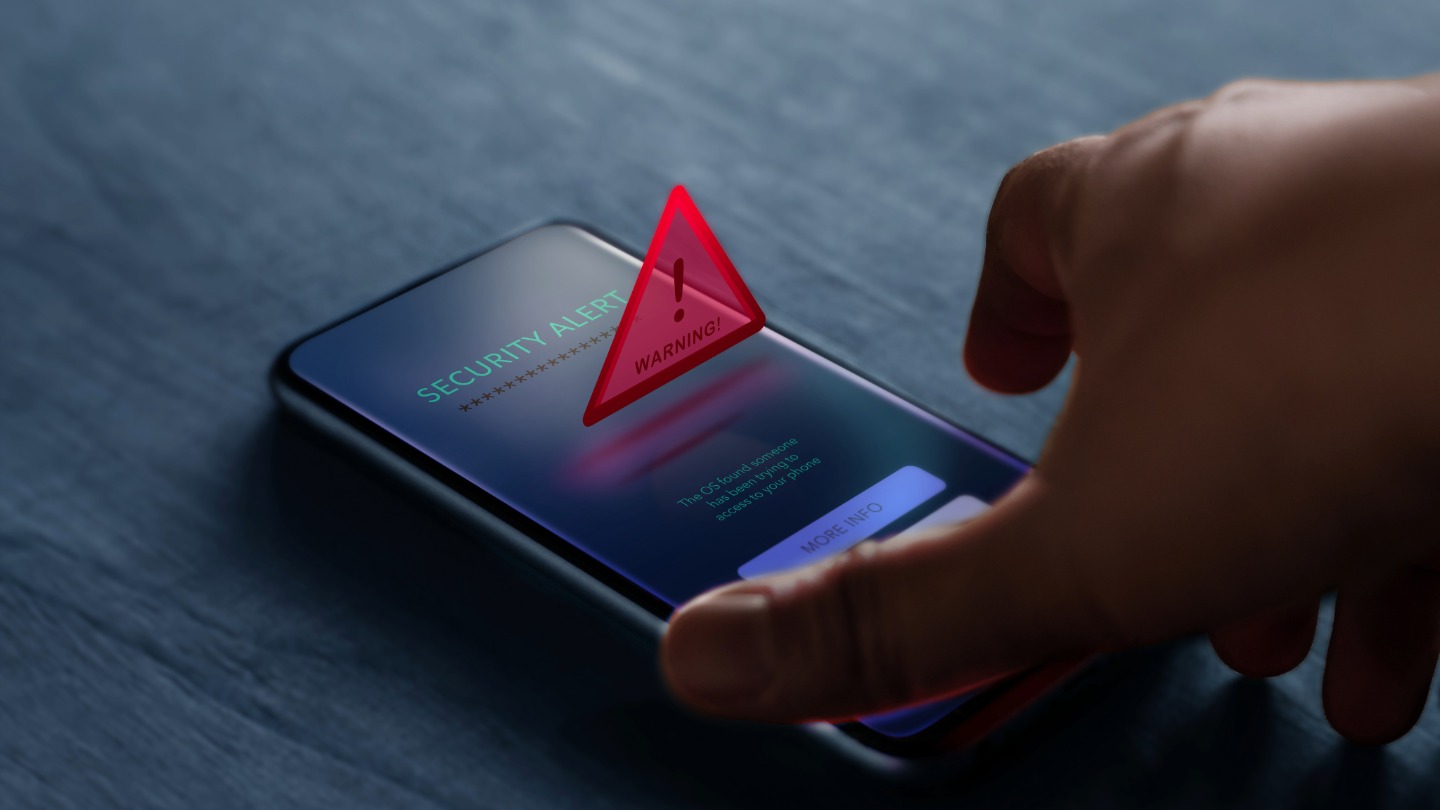 Security alert showing phone has been hacked