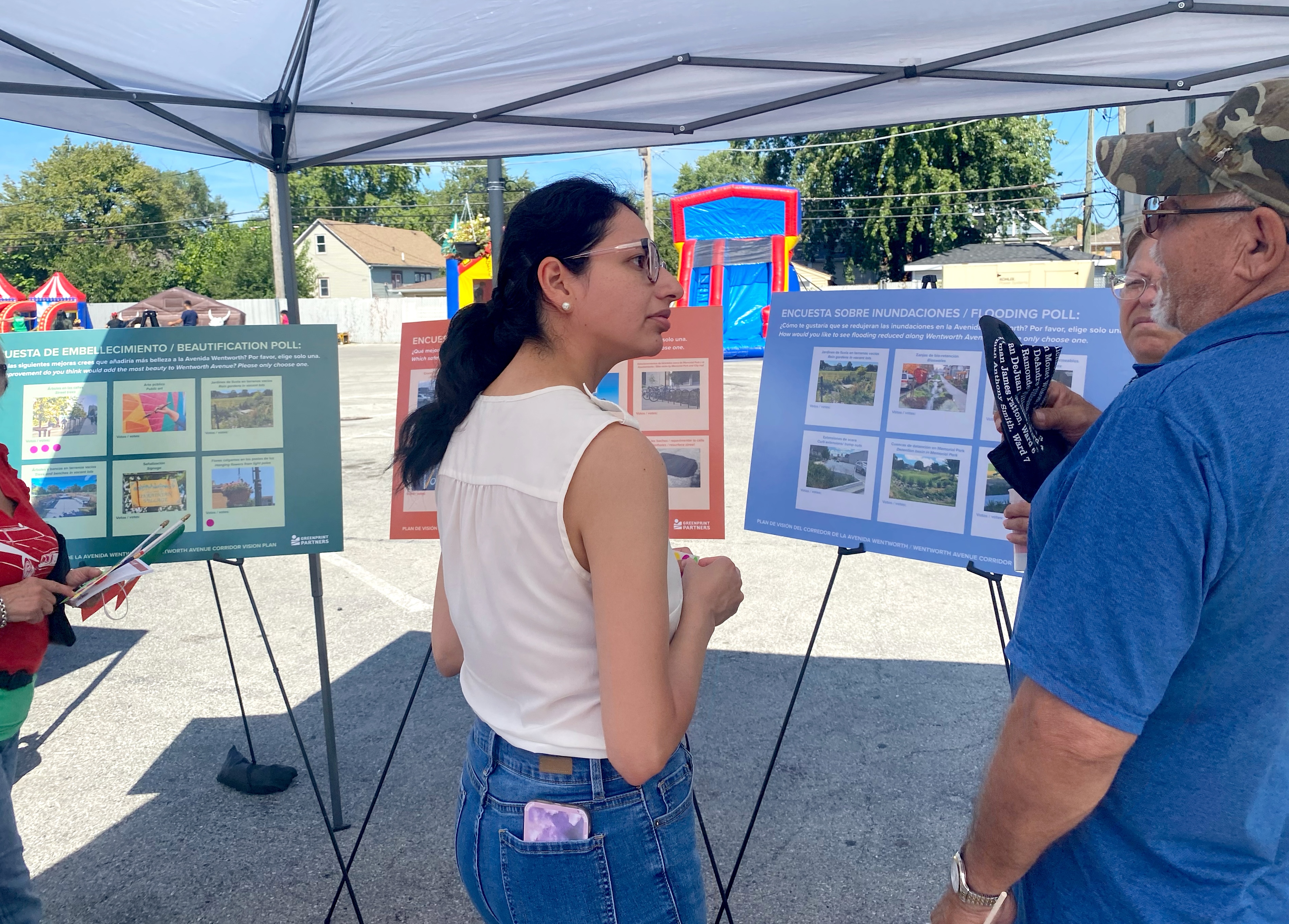 Community members providing feedback at Calumet City's Hispanic Heritage Festival