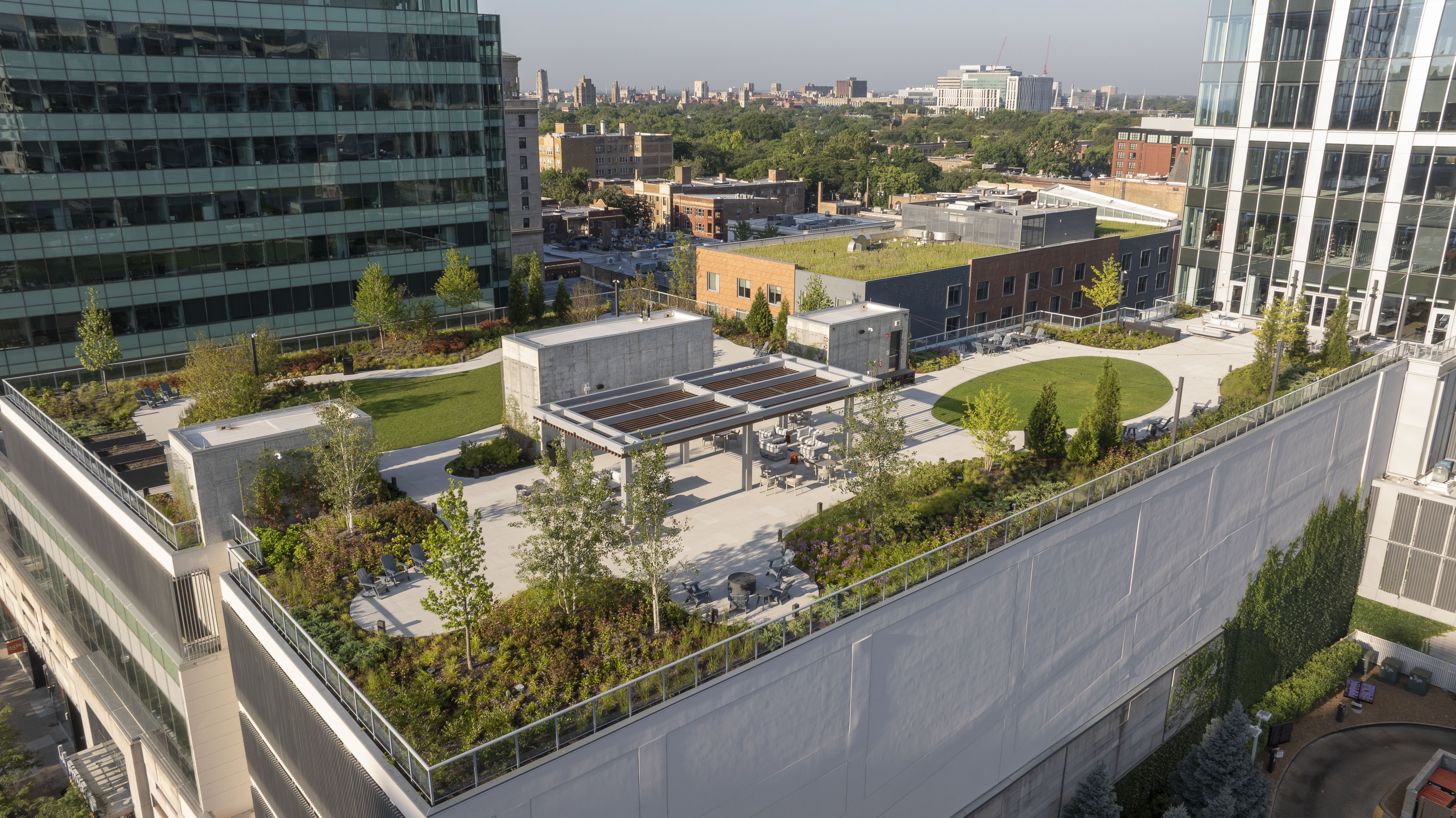 aerial view of green roof 