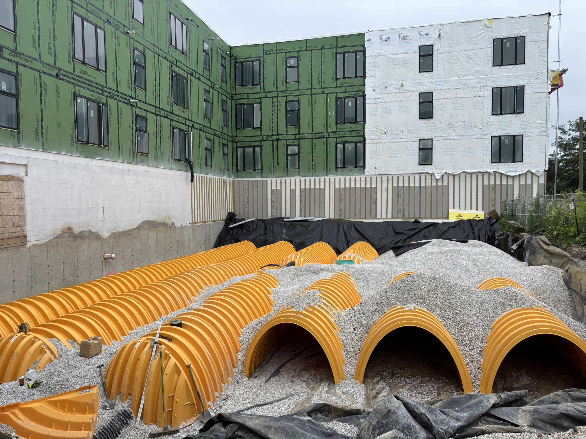 Floating park along the chicago river facing downtown