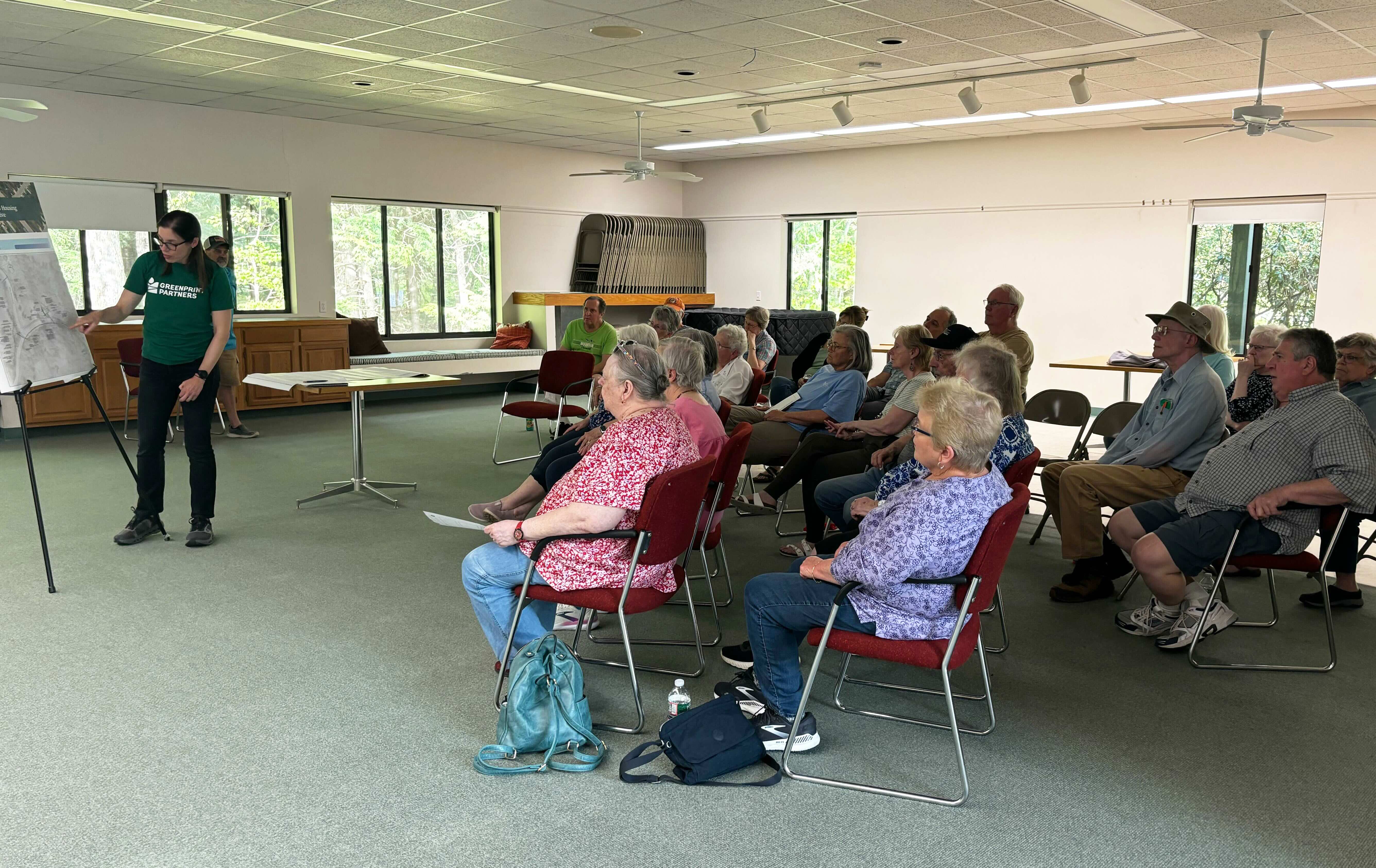Floating park along the chicago river facing downtown