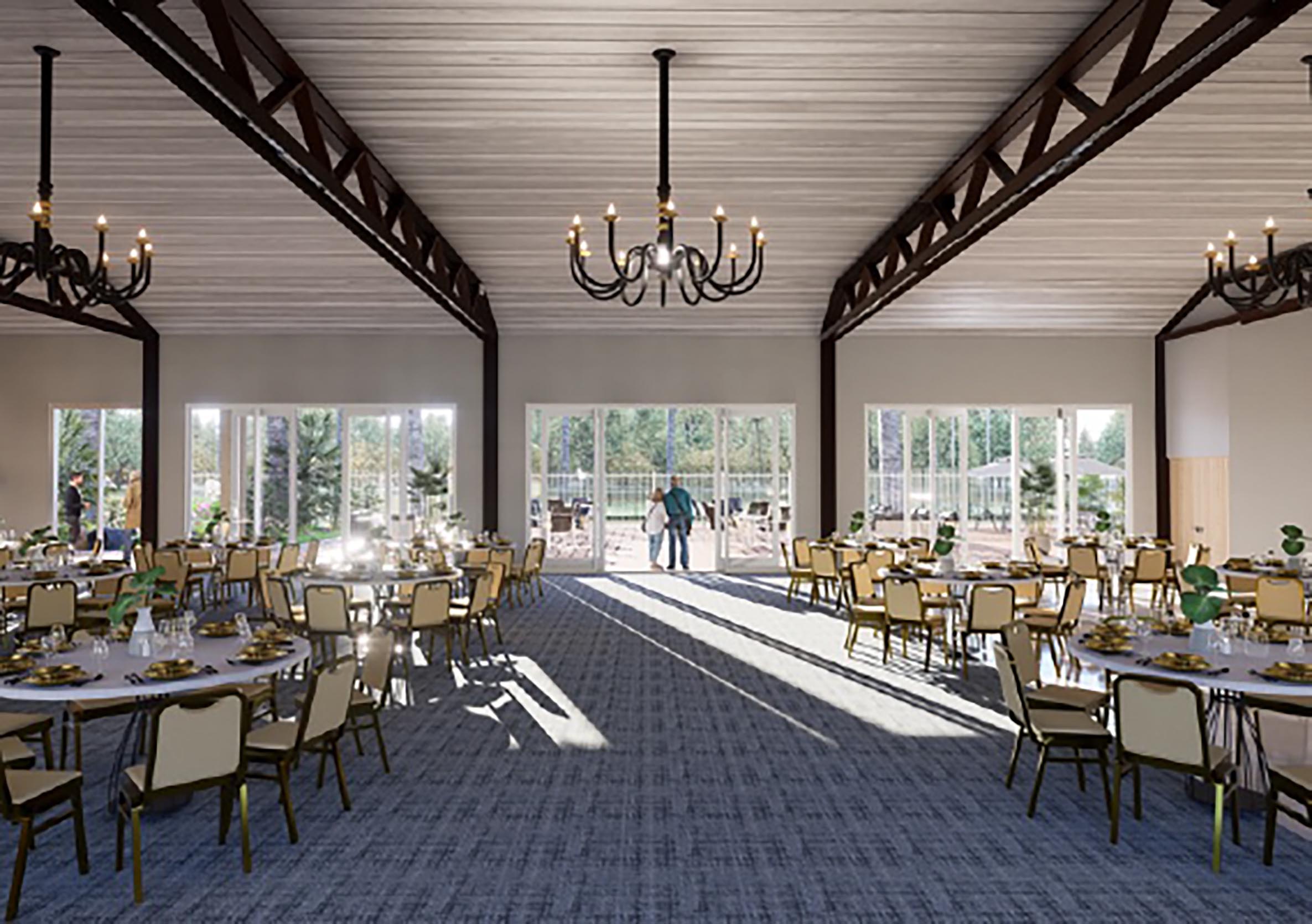 Interior photograph of the main gathering space in the resorts club hourse