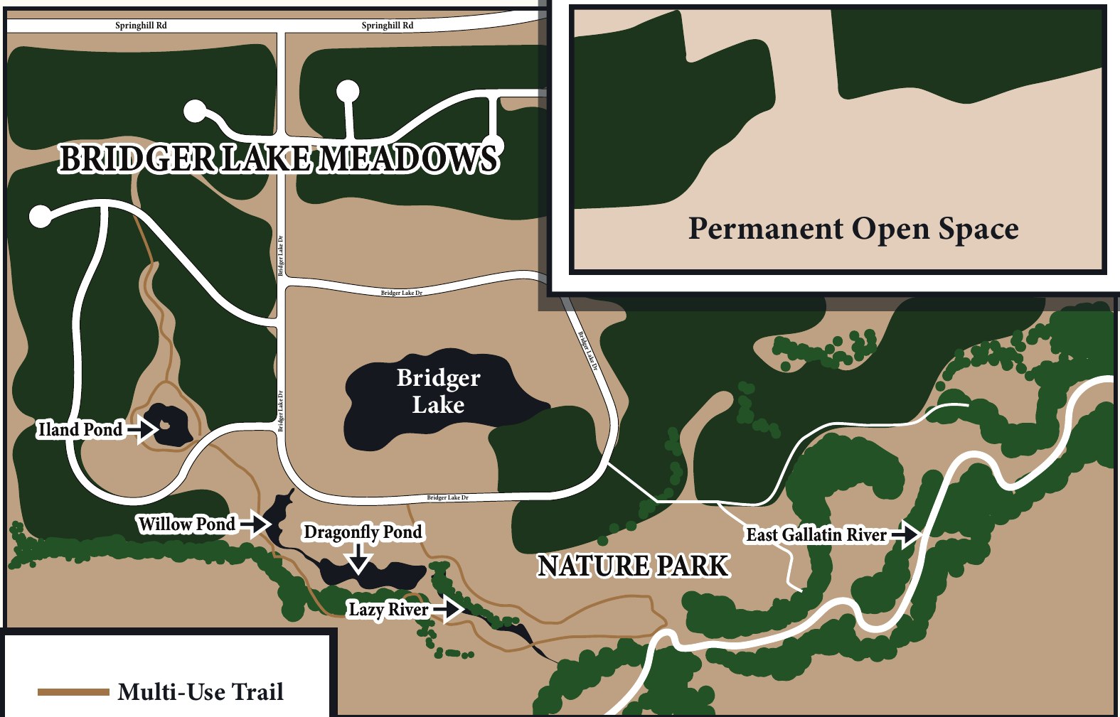 Illustrated map of Bridger Lake Meadows