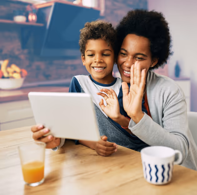 Mother and child video calling