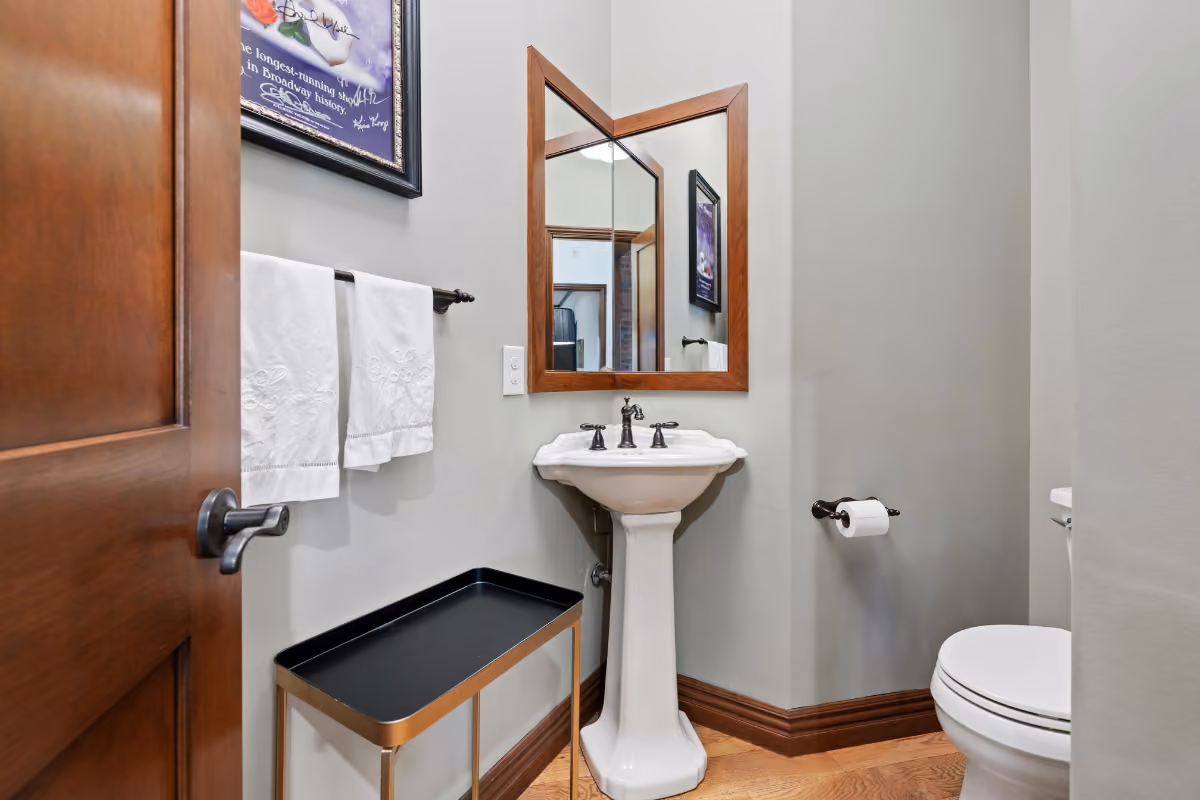 powder room bathroom vanity with pedestal sink 