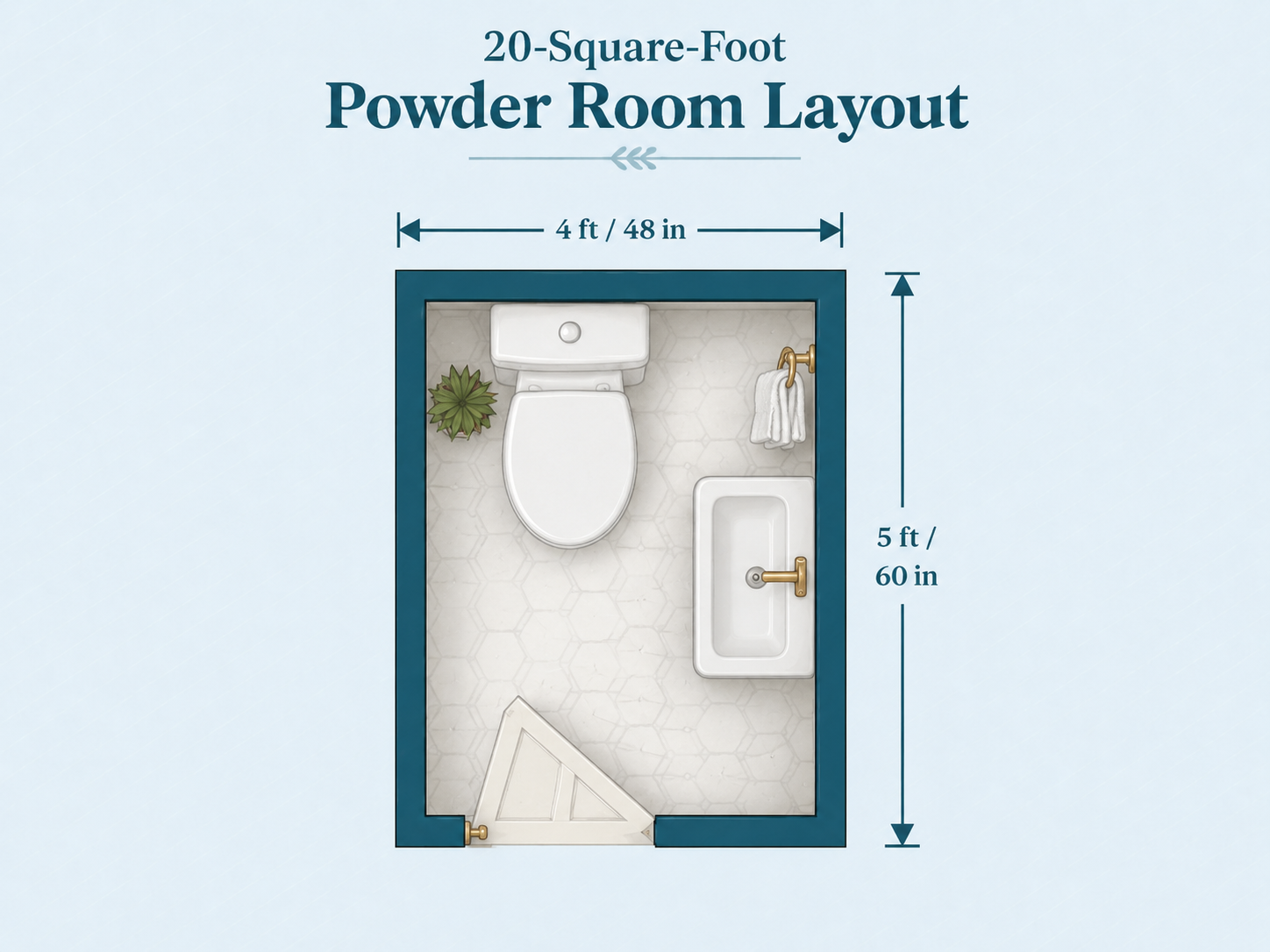 20-square-foot powder room floor plan layout 