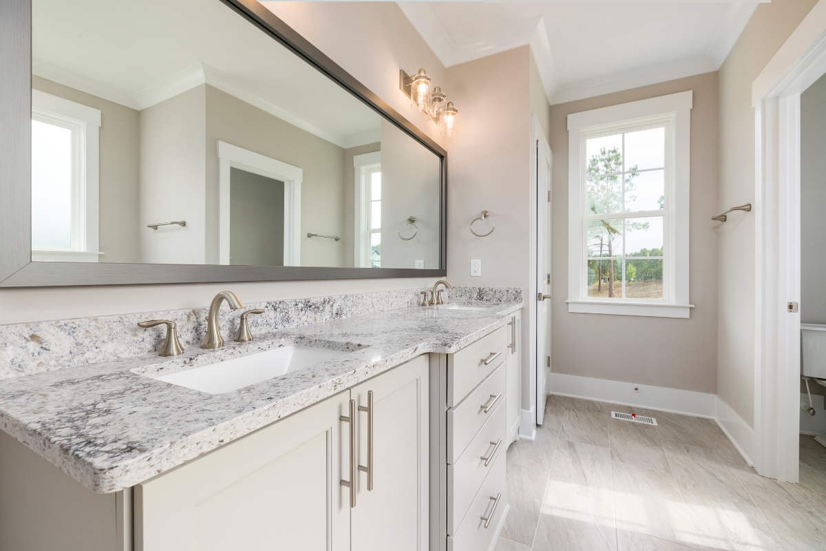 bathroom remodel in california with marble countertops