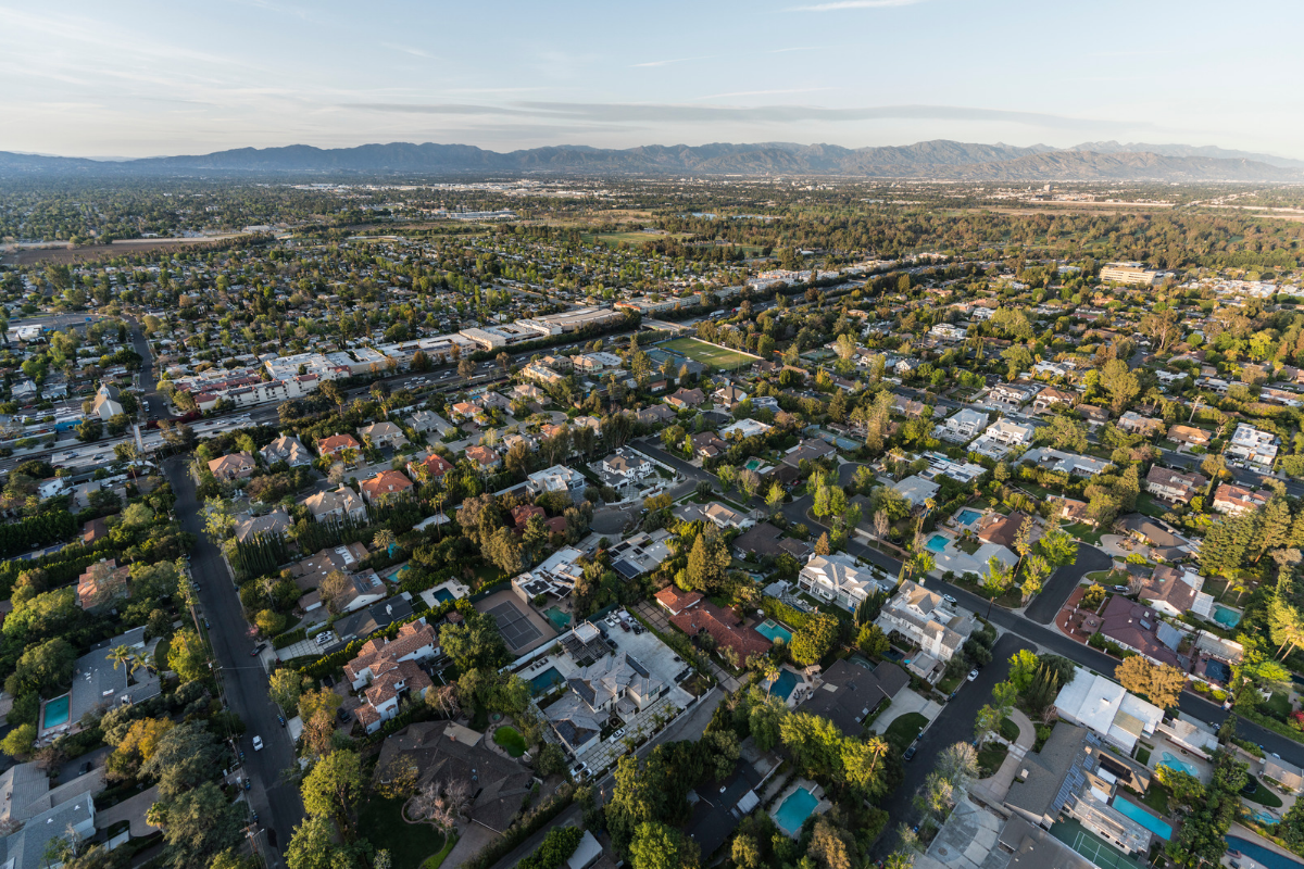 aerial view of encino california