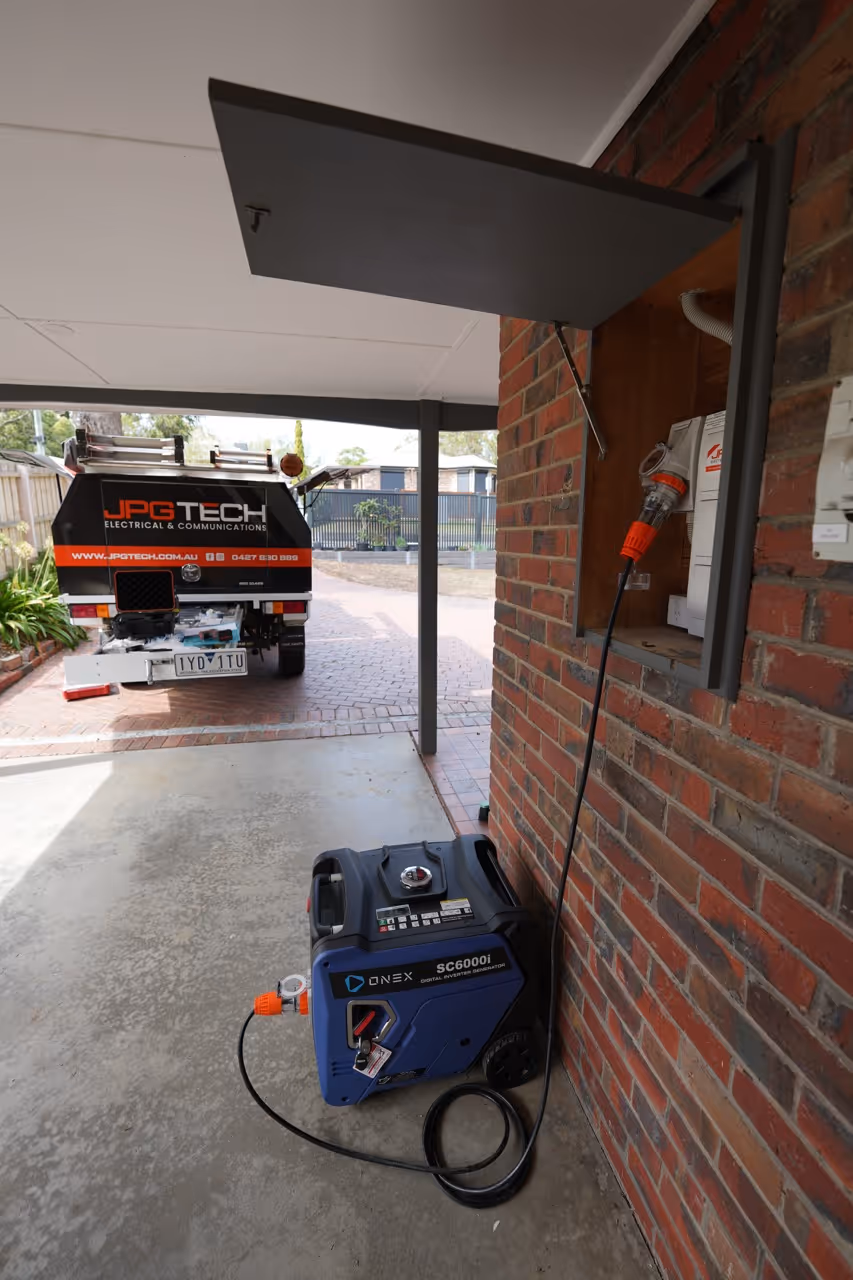 A portable generator installed for a residential unit by JPG Tech.